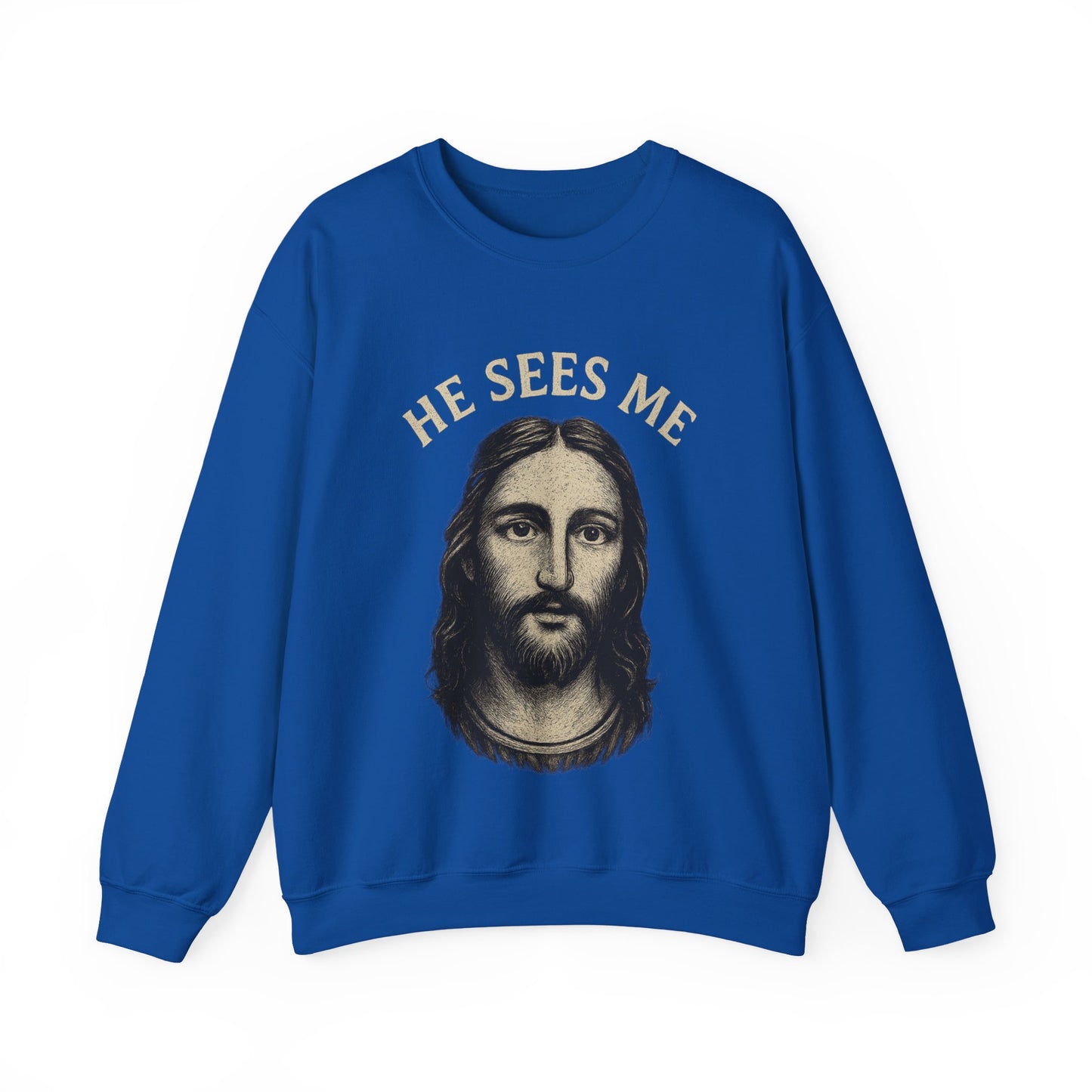“He Sees Me” Crewneck Religious Sweatshirt – Cozy Reminder of God’s Watchful Eye