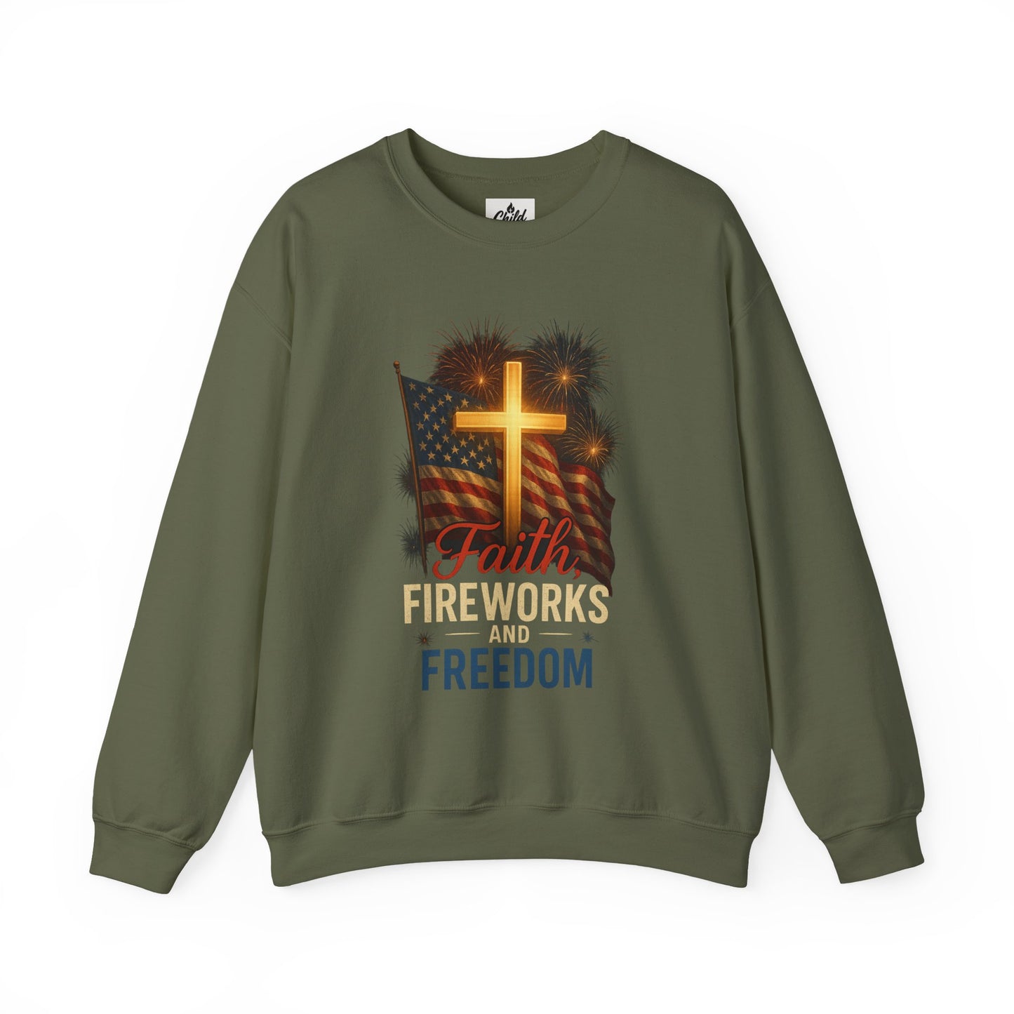 "Faith, Fireworks, and Freedom". Christian Sweatshirt