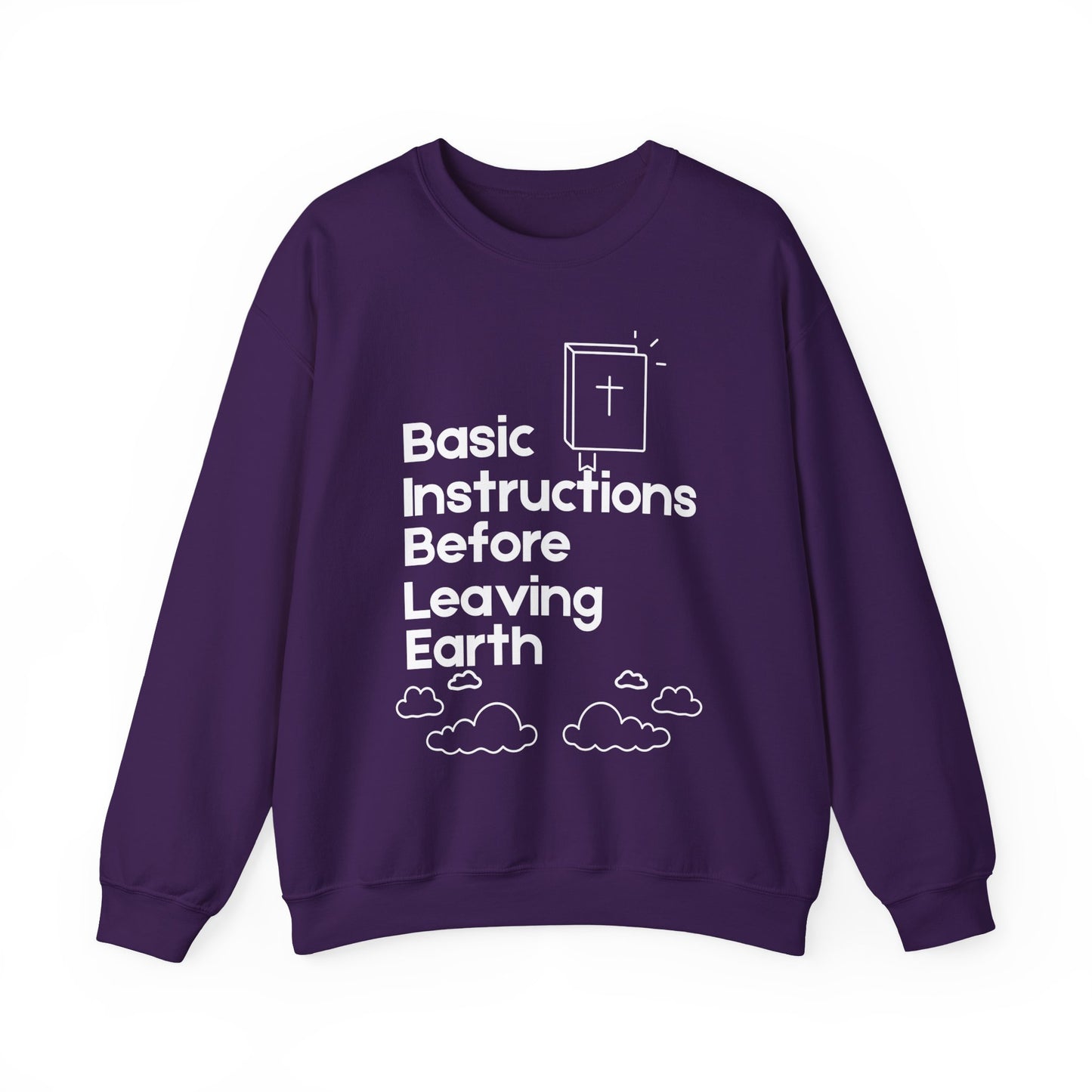 “Basic Instructions Before Leaving Earth BIBLE" Acronym Sweatshirt – Religious Crewneck for Daily Faith