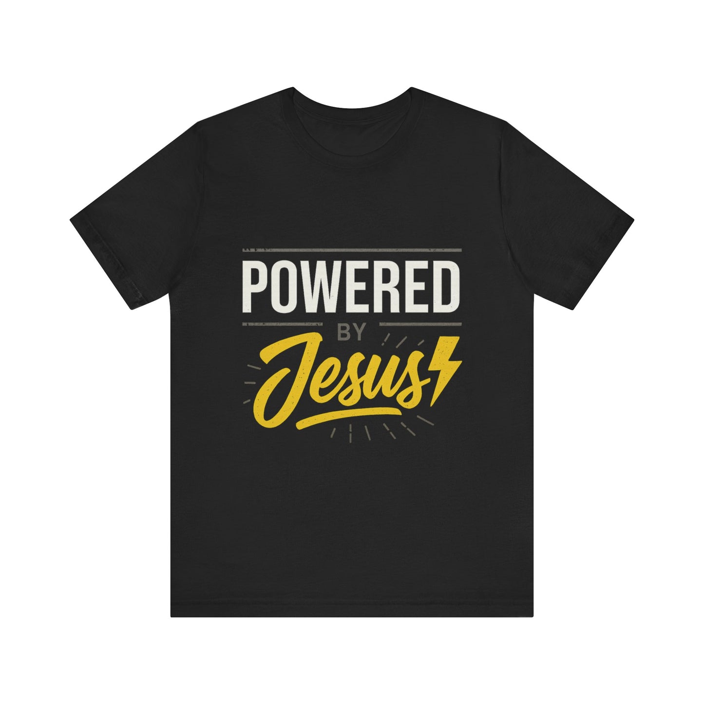 “Powered By Jesus” Religious T-Shirt – Faith-Fueled Motivation