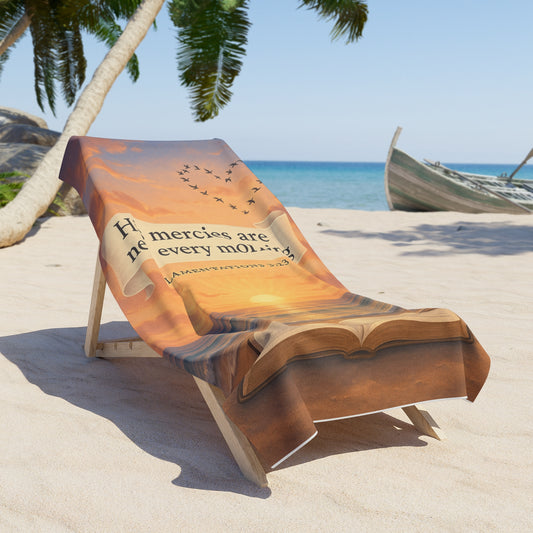 "His mercies Are New Every Morning" Christian Beach Towel