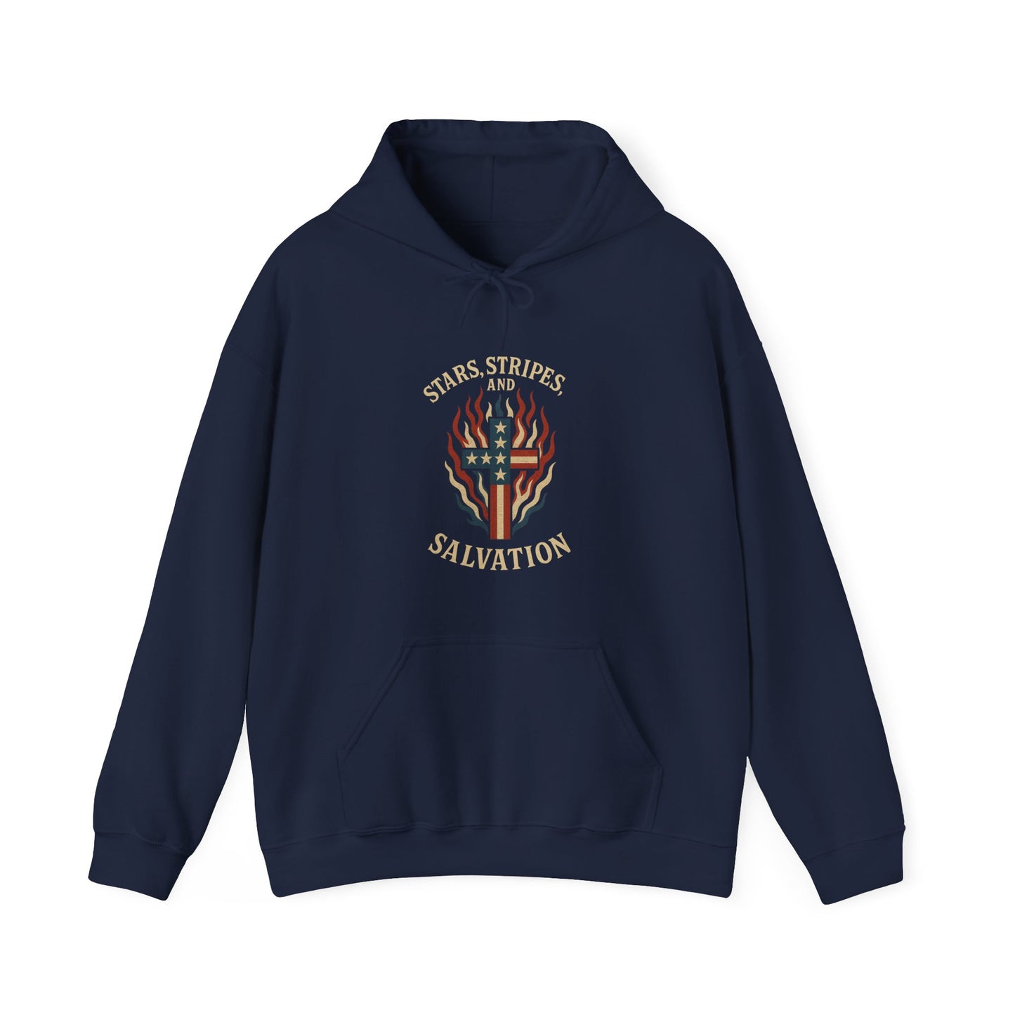 “Stars, Stripes, and Salvation” Christian Hoodie – Unisex Pullover for Faith and Freedom
