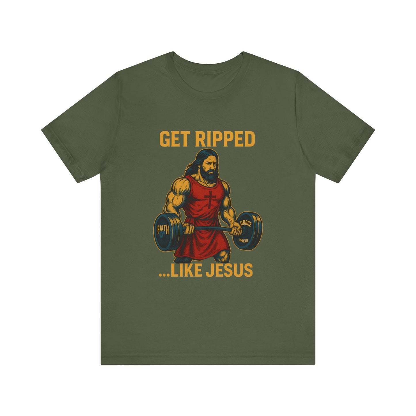 “Get Ripped Like Jesus” Religious Fitness T-Shirt – Faith & Strength Combined