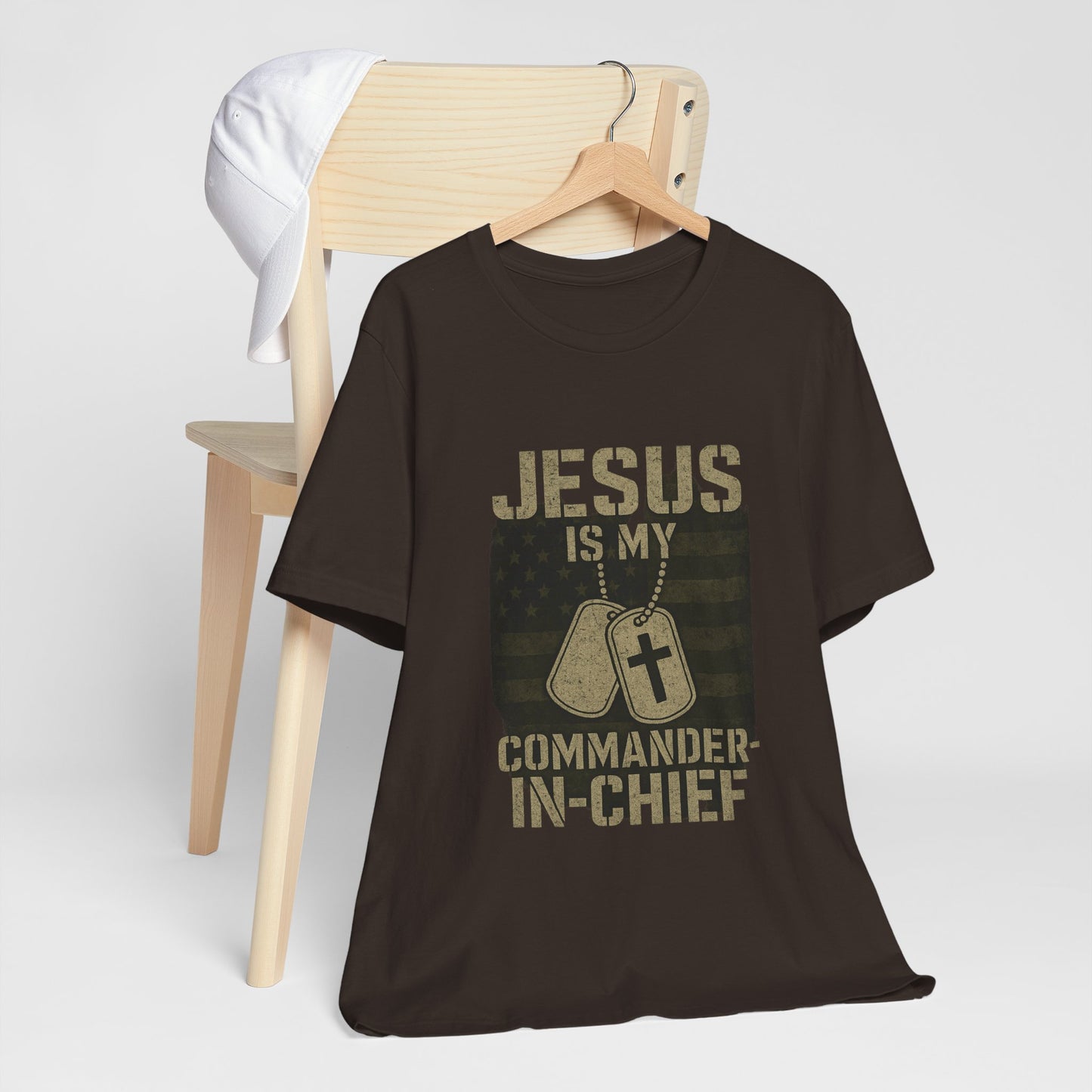 “Jesus Is My Commander-in-Chief” Christian T-Shirt – Bold Faith & Patriot-Inspired Design