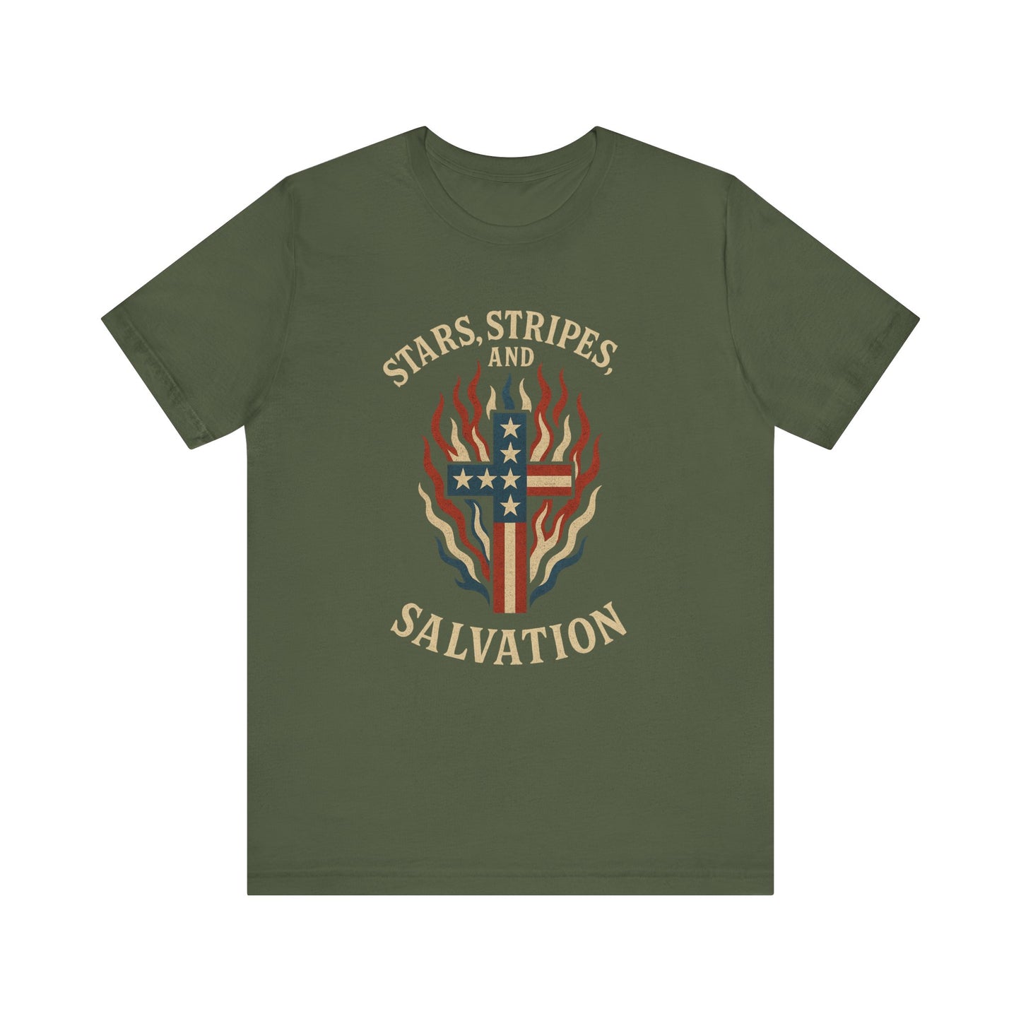 “Stars, Stripes, and Salvation” Christian T-Shirt – Patriotic Faith Tee