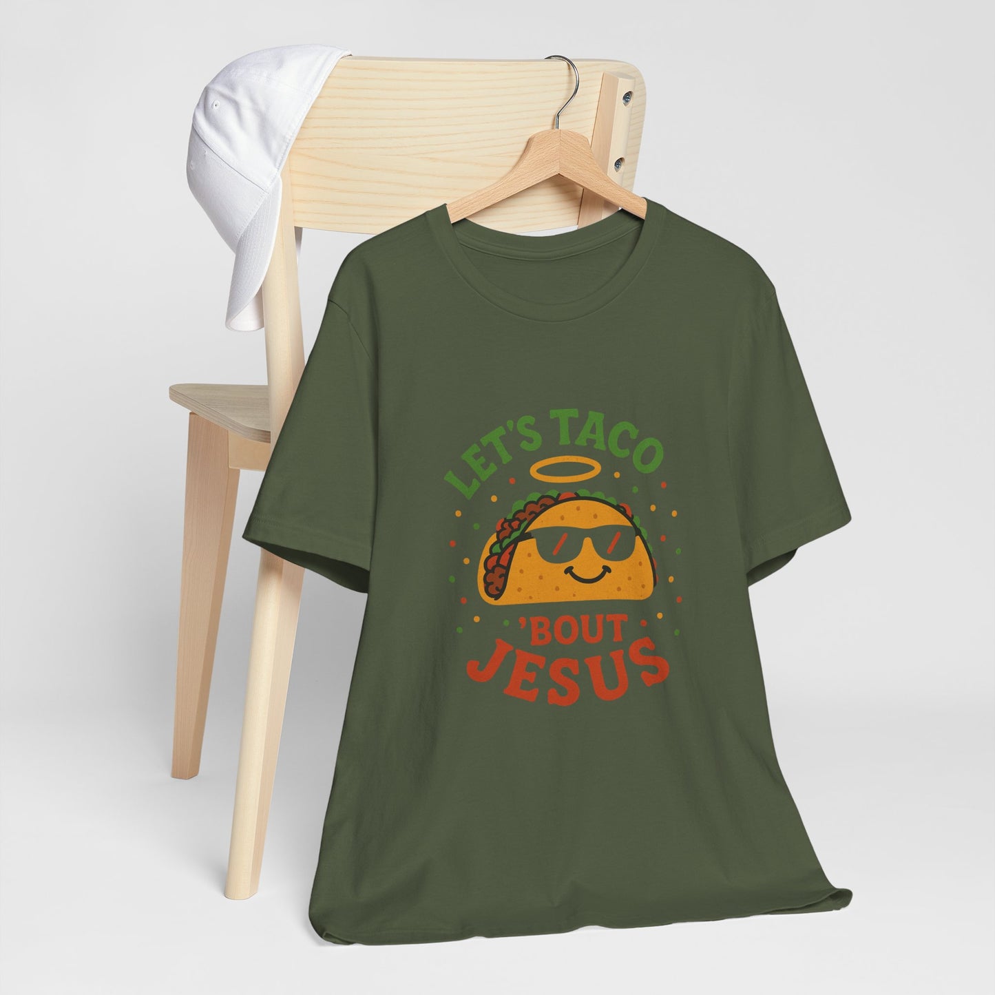 “Let’s Taco ‘Bout Jesus” Religious T-Shirt – Funny Faith-Based Graphic Tee