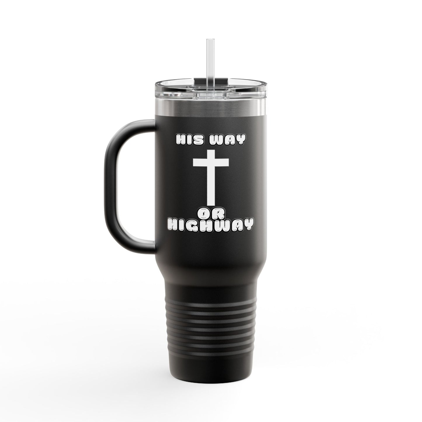 Insulated Travel Mug - "His Way or Highway" 40oz Christian Drinkware for Adventurers, colors