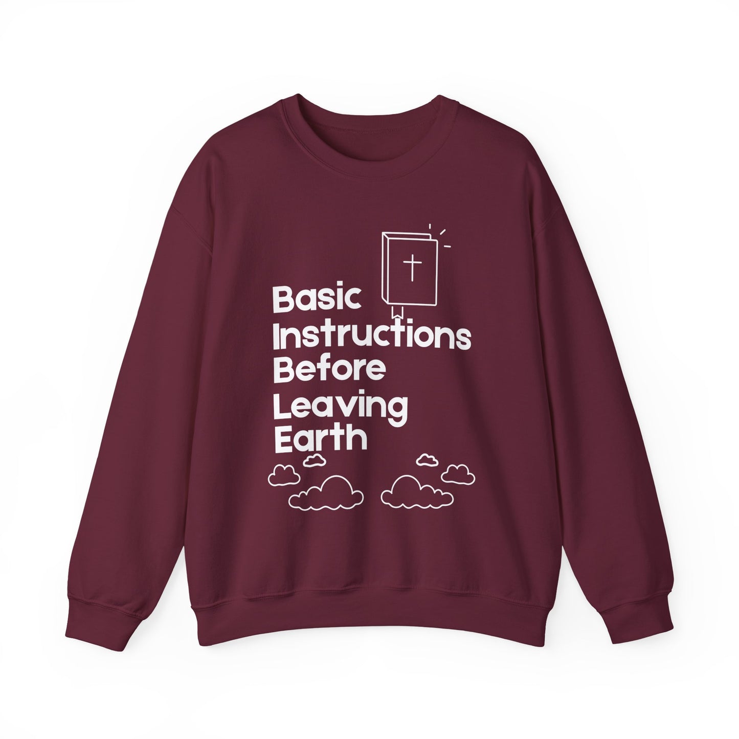 “Basic Instructions Before Leaving Earth BIBLE" Acronym Sweatshirt – Religious Crewneck for Daily Faith