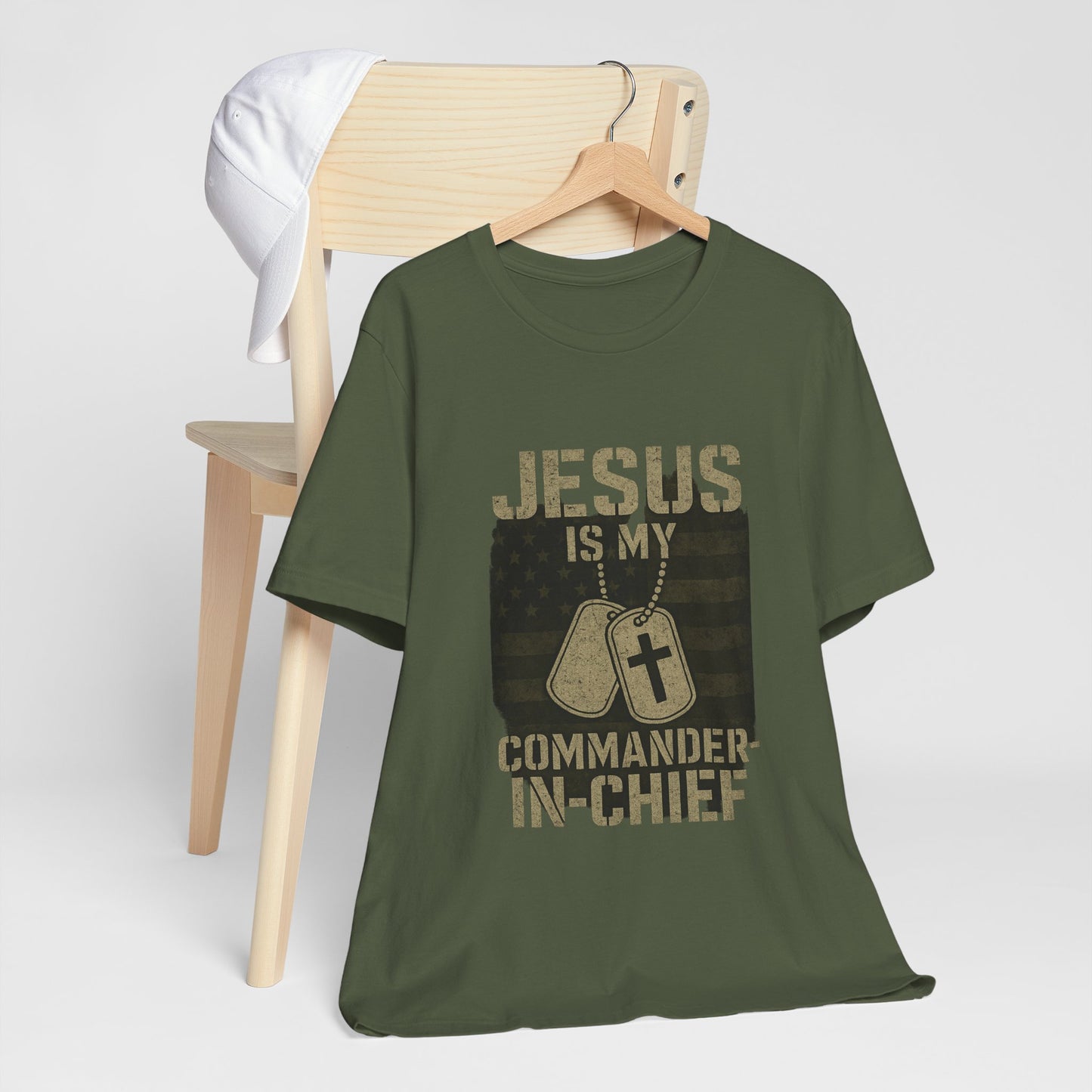 “Jesus Is My Commander-in-Chief” Christian T-Shirt – Bold Faith & Patriot-Inspired Design