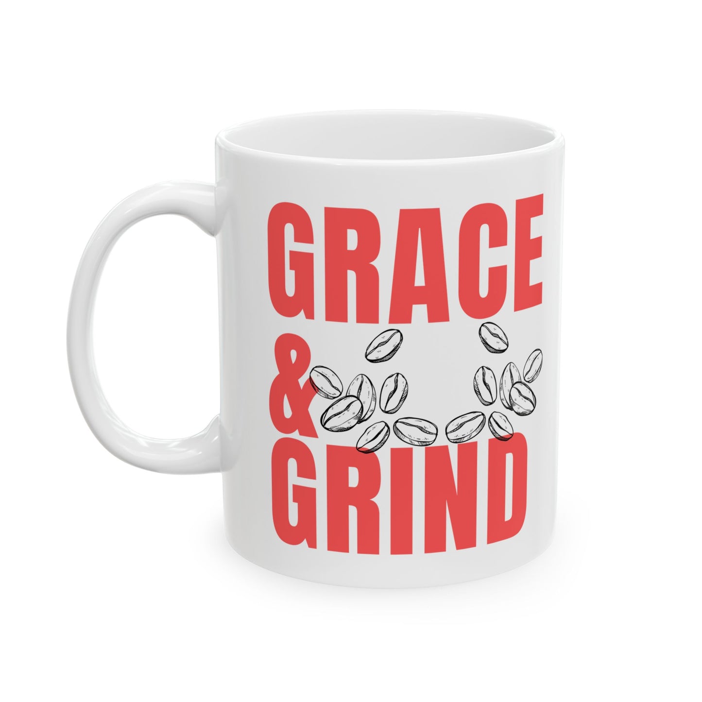 "Grace & Grind" Ceramic Coffee Mug - Christian Inspirational Drinkware for Coffee Lovers