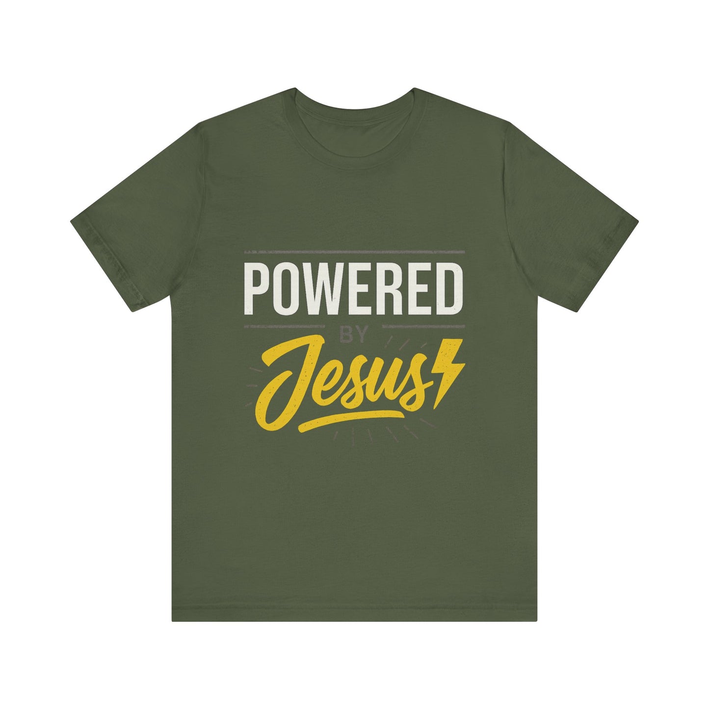 “Powered By Jesus” Religious T-Shirt – Faith-Fueled Motivation