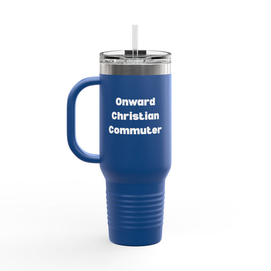 Travel Mug - "Onward Christian Commuter" 40oz Christian Drinkware for Adventurers, colors