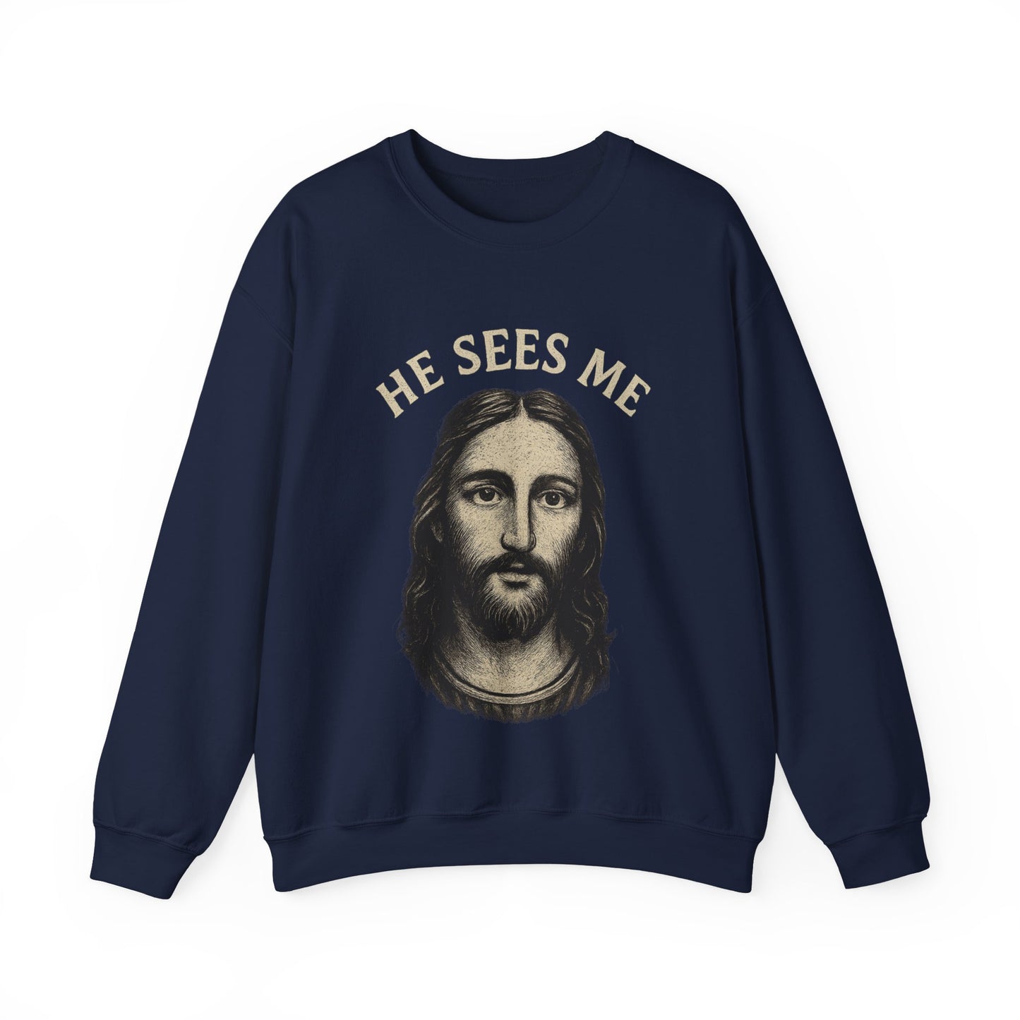 “He Sees Me” Crewneck Religious Sweatshirt – Cozy Reminder of God’s Watchful Eye