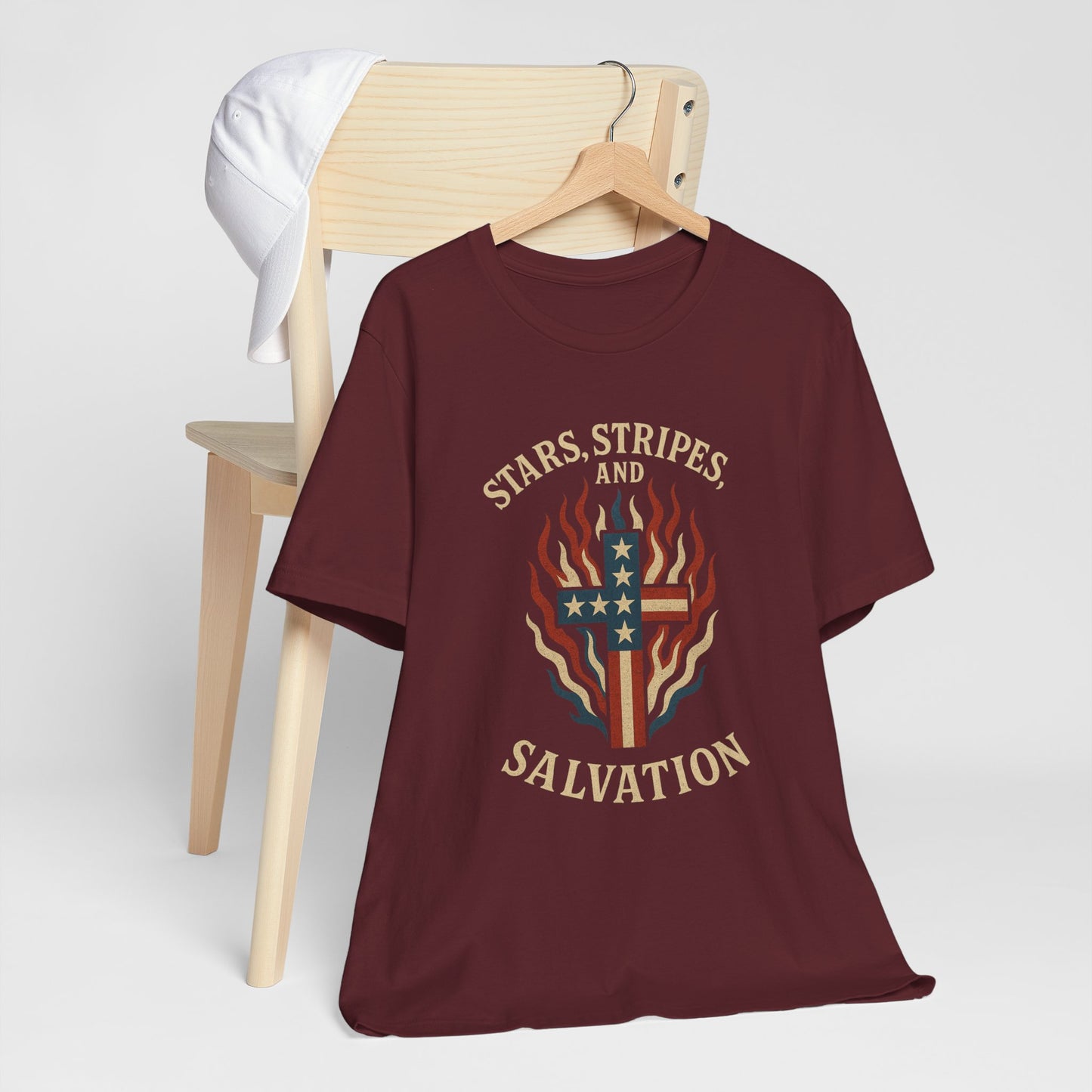 “Stars, Stripes, and Salvation” Christian T-Shirt – Patriotic Faith Tee