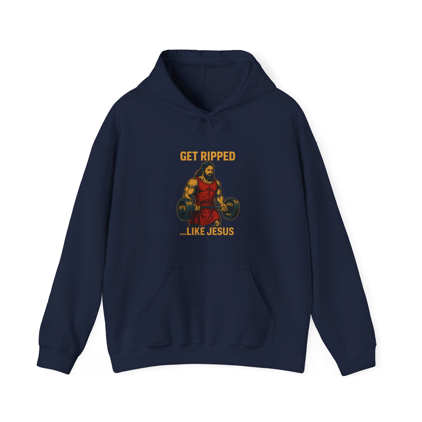 “Get Ripped Like Jesus” Religious Hoodie – Unisex Pullover for Faith and Fitness Enthusiasts