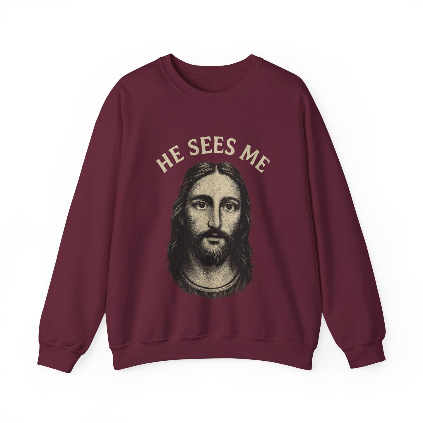 “He Sees Me” Crewneck Religious Sweatshirt – Cozy Reminder of God’s Watchful Eye