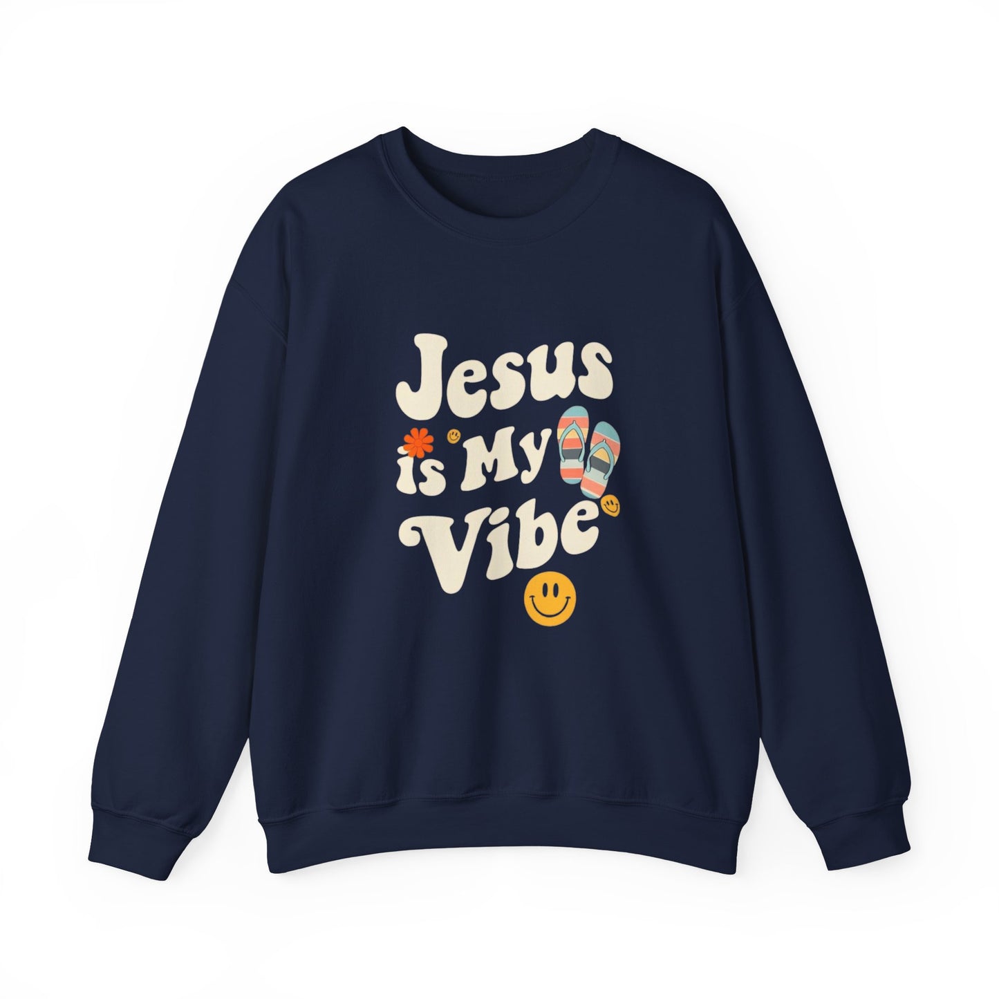 “Jesus Is My Vibe” Crewneck Sweatshirt – Trendy and Cozy Religious Apparel