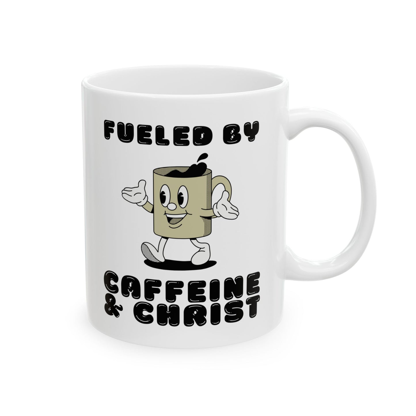 Mug - "Caffeine & Christ" Christian Ceramic Coffee Cup (11oz, 15oz) Funny Gift for Coffee Lovers