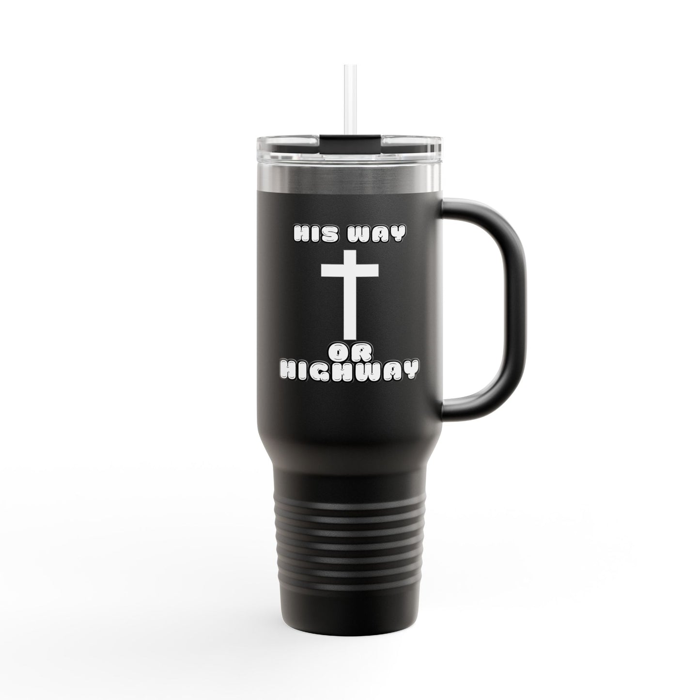 Insulated Travel Mug - "His Way or Highway" 40oz Christian Drinkware for Adventurers, colors