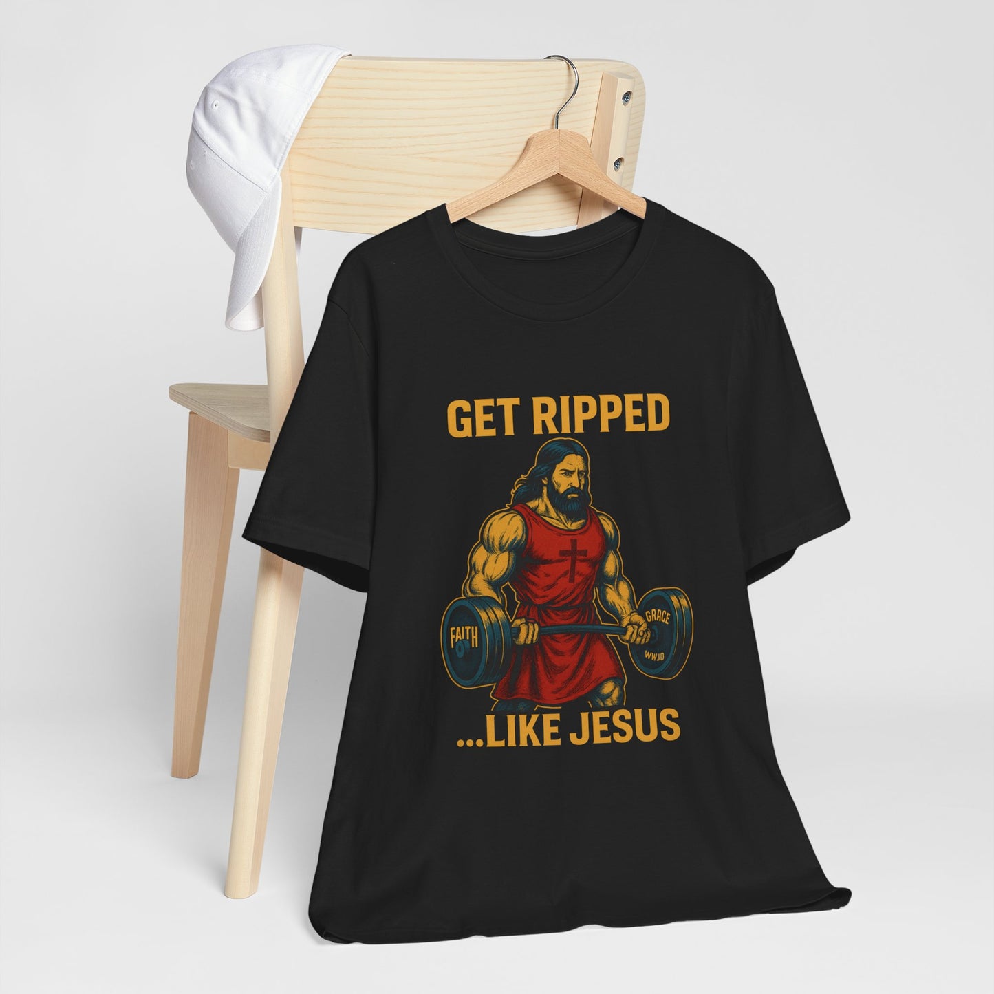 “Get Ripped Like Jesus” Religious Fitness T-Shirt – Faith & Strength Combined