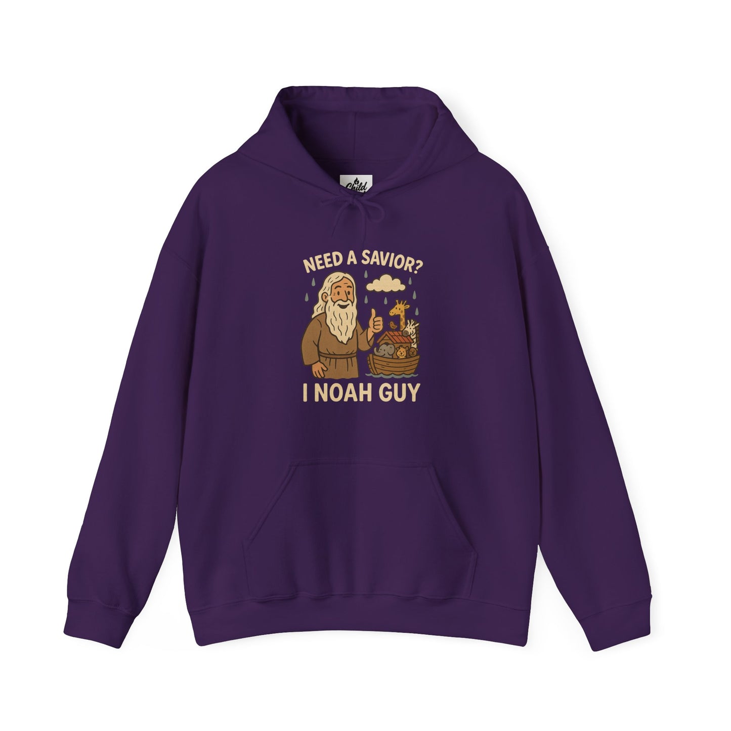"Need a Savior? I Noah Guy." Hoodie - Unisex Heavy Blend Christian Sweatshirt for Relaxation & Faith