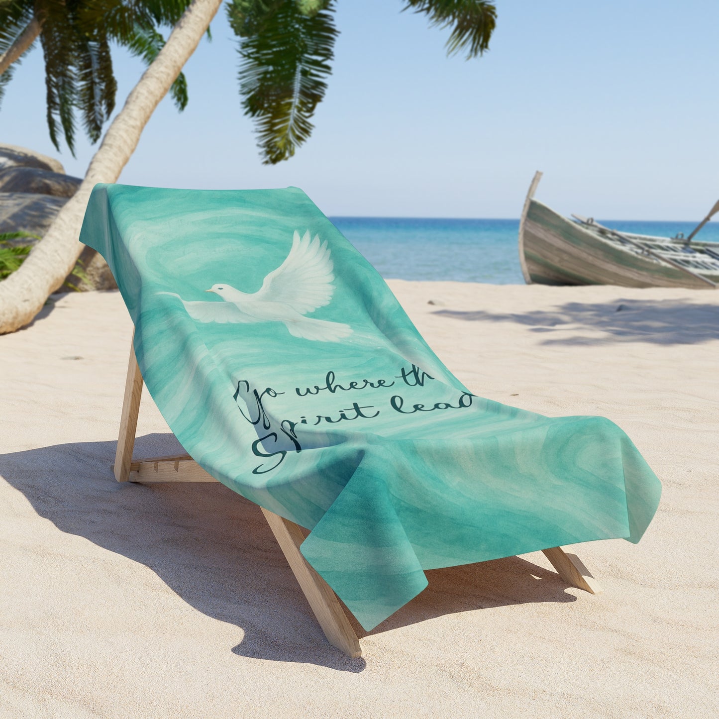 "Go Where the Spirit Leads" Christian Beach Towel