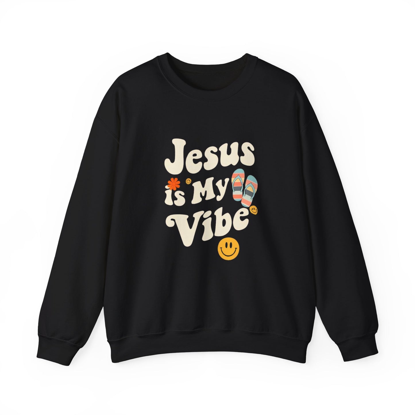 “Jesus Is My Vibe” Crewneck Sweatshirt – Trendy and Cozy Religious Apparel