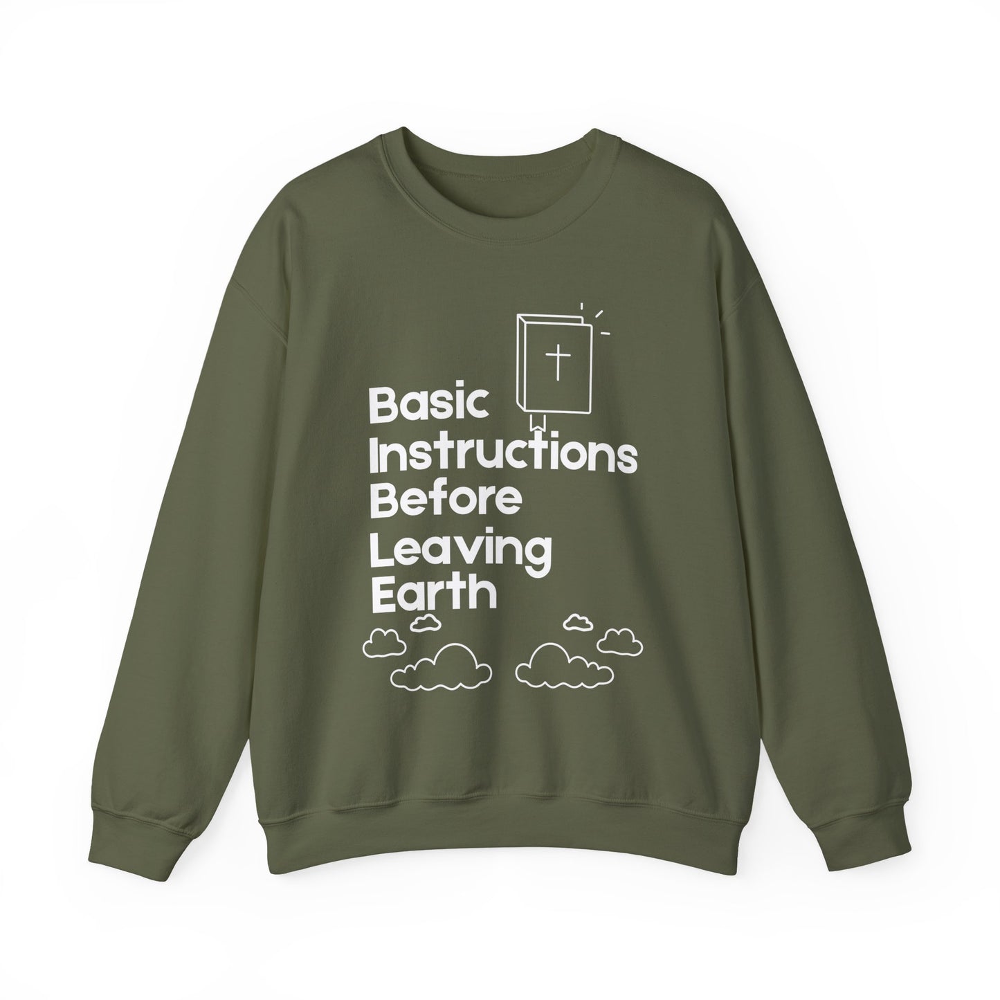 “Basic Instructions Before Leaving Earth BIBLE" Acronym Sweatshirt – Religious Crewneck for Daily Faith