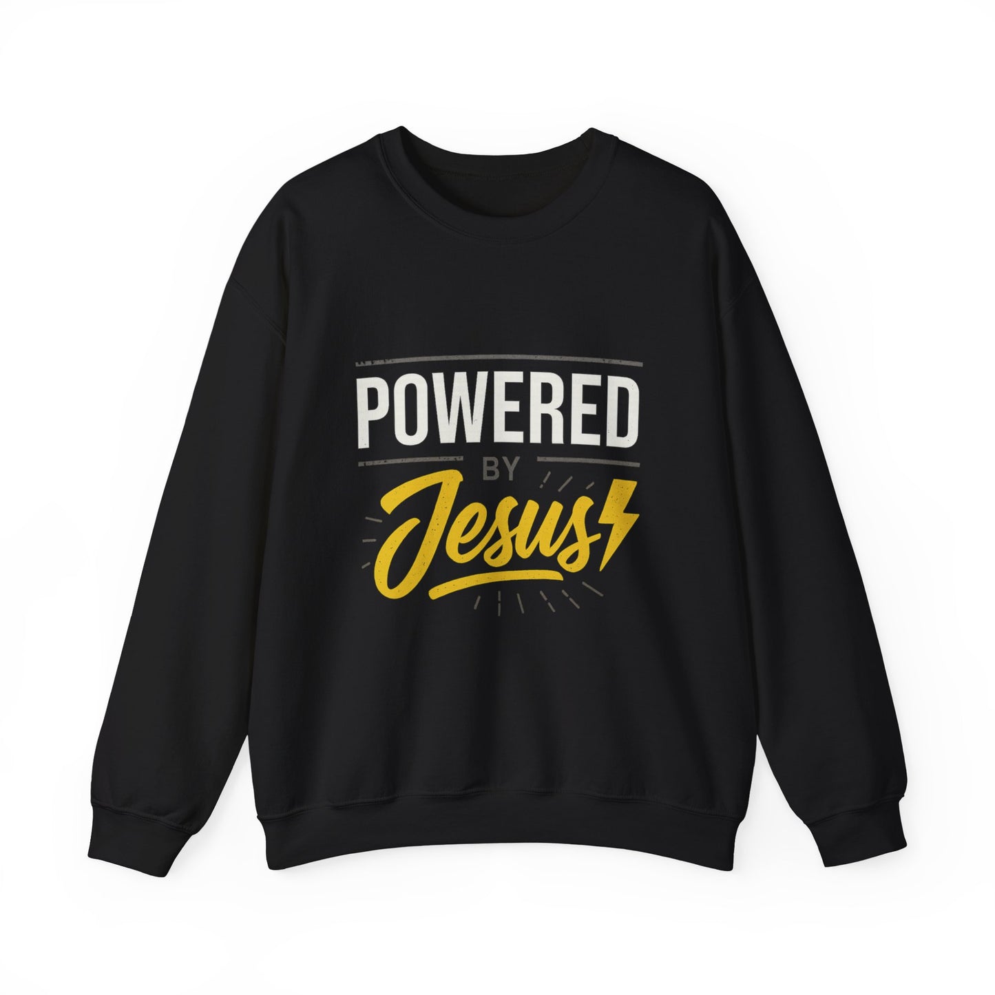 “Powered By Jesus” Crewneck Religious Sweatshirt – Faith and Strength Combined