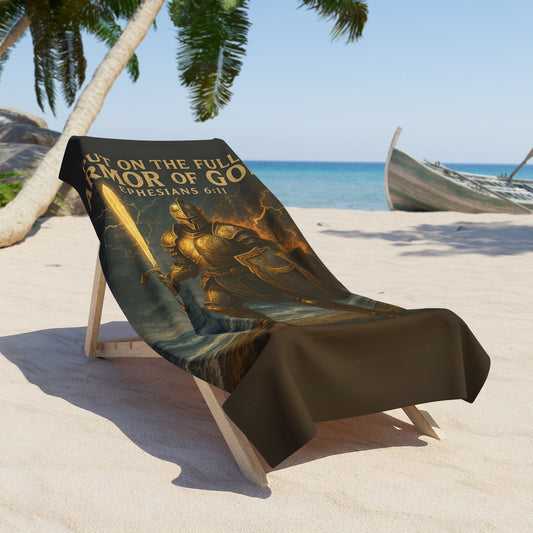"Put On The Full Armor of God" Christian Beach Towel