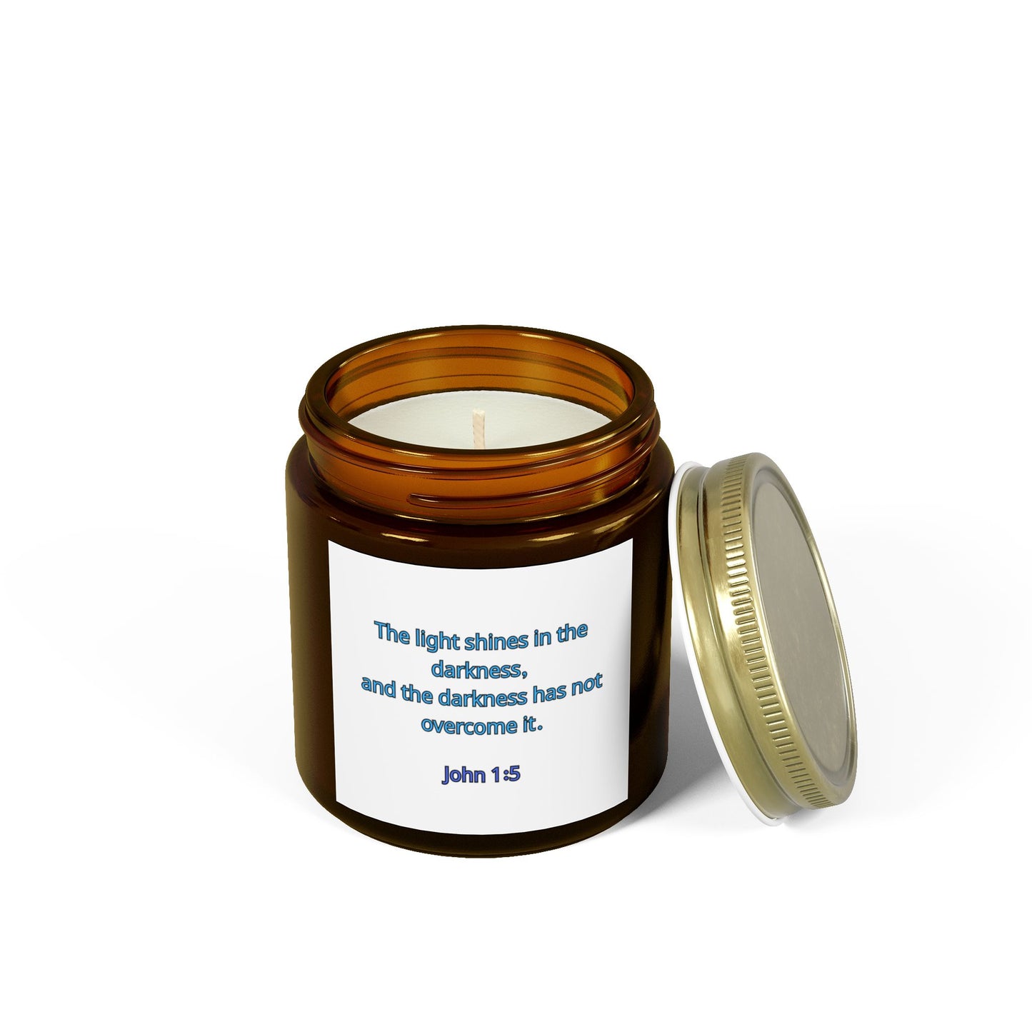 "Light in the Darkenss, John 1:5", Christian Scented Candle, Coconut Apricot Wax (4oz, 9oz)