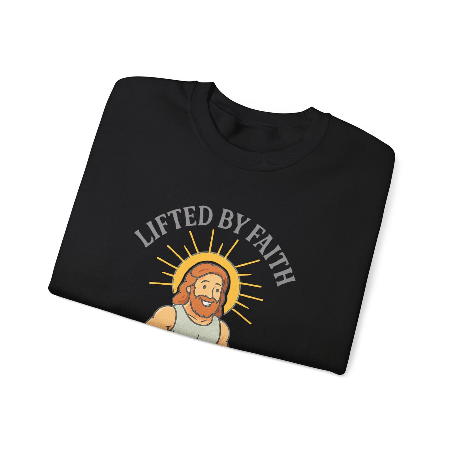 “Lifted by Faith” Crewneck Sweatshirt – Motivational Religious Apparel