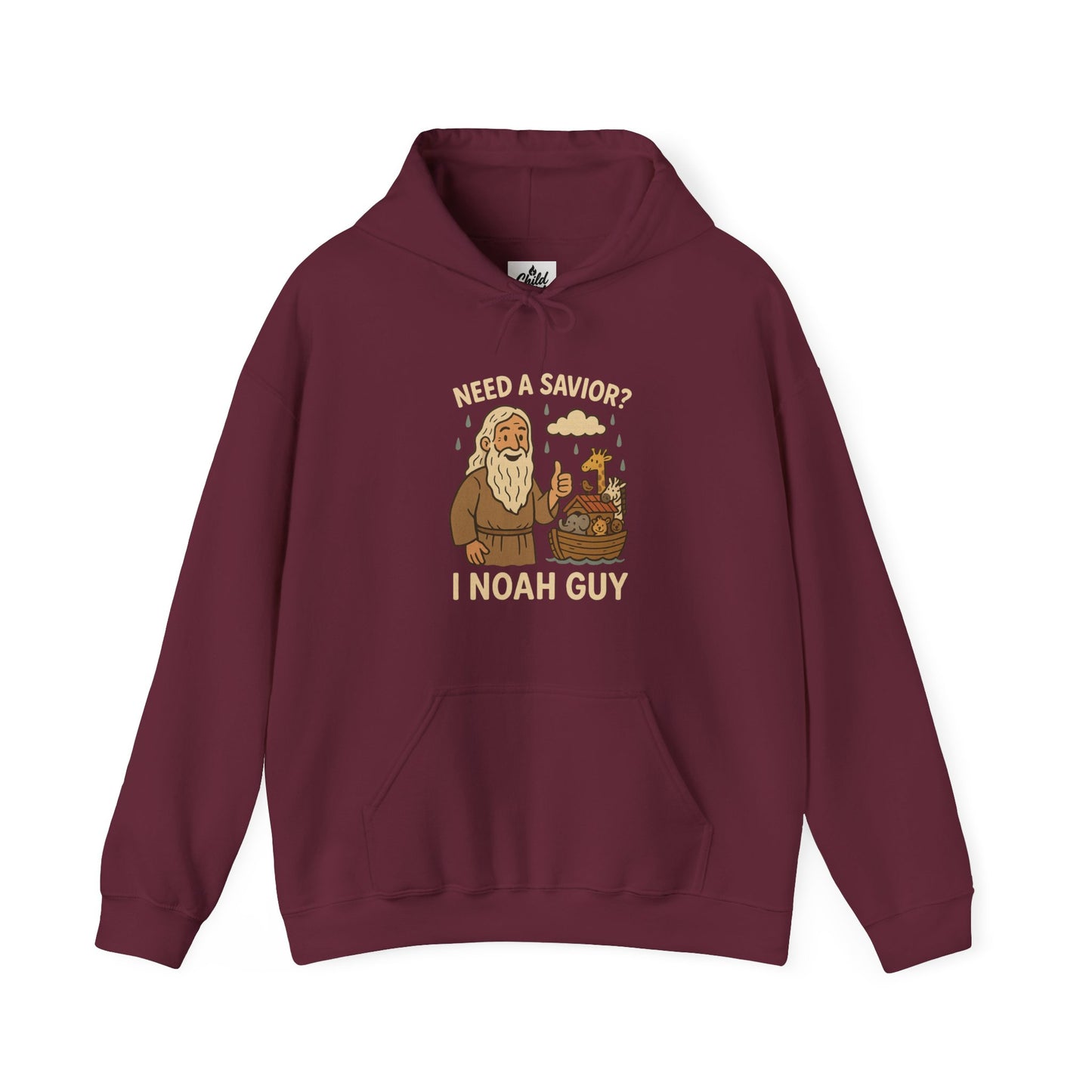 "Need a Savior? I Noah Guy." Hoodie - Unisex Heavy Blend Christian Sweatshirt for Relaxation & Faith