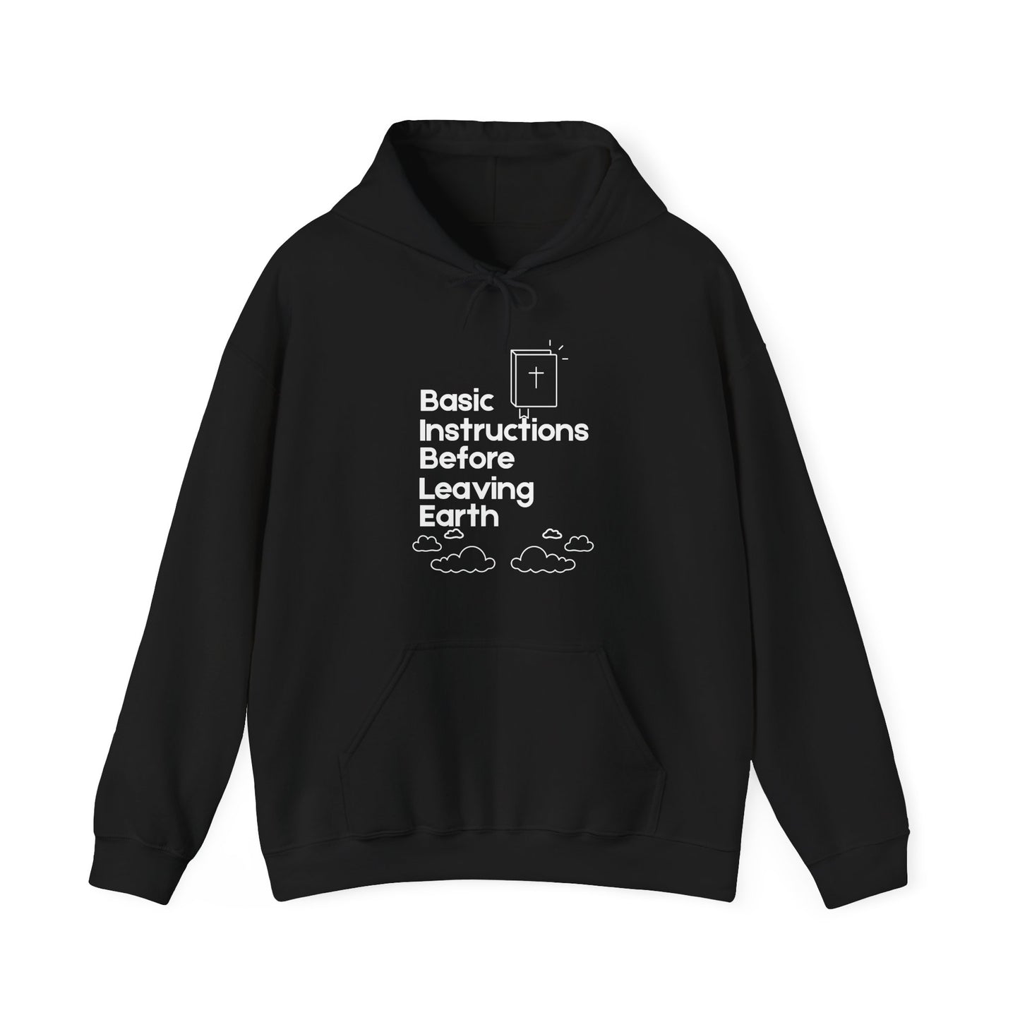 “Basic Instructions Before Leaving Earth” Religious Acronym Hoodie – Unisex Faith-Inspired Pullover