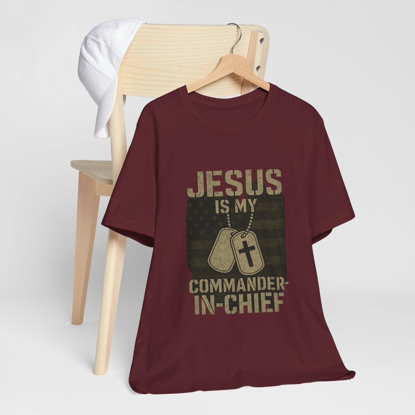 “Jesus Is My Commander-in-Chief” Christian T-Shirt – Bold Faith & Patriot-Inspired Design