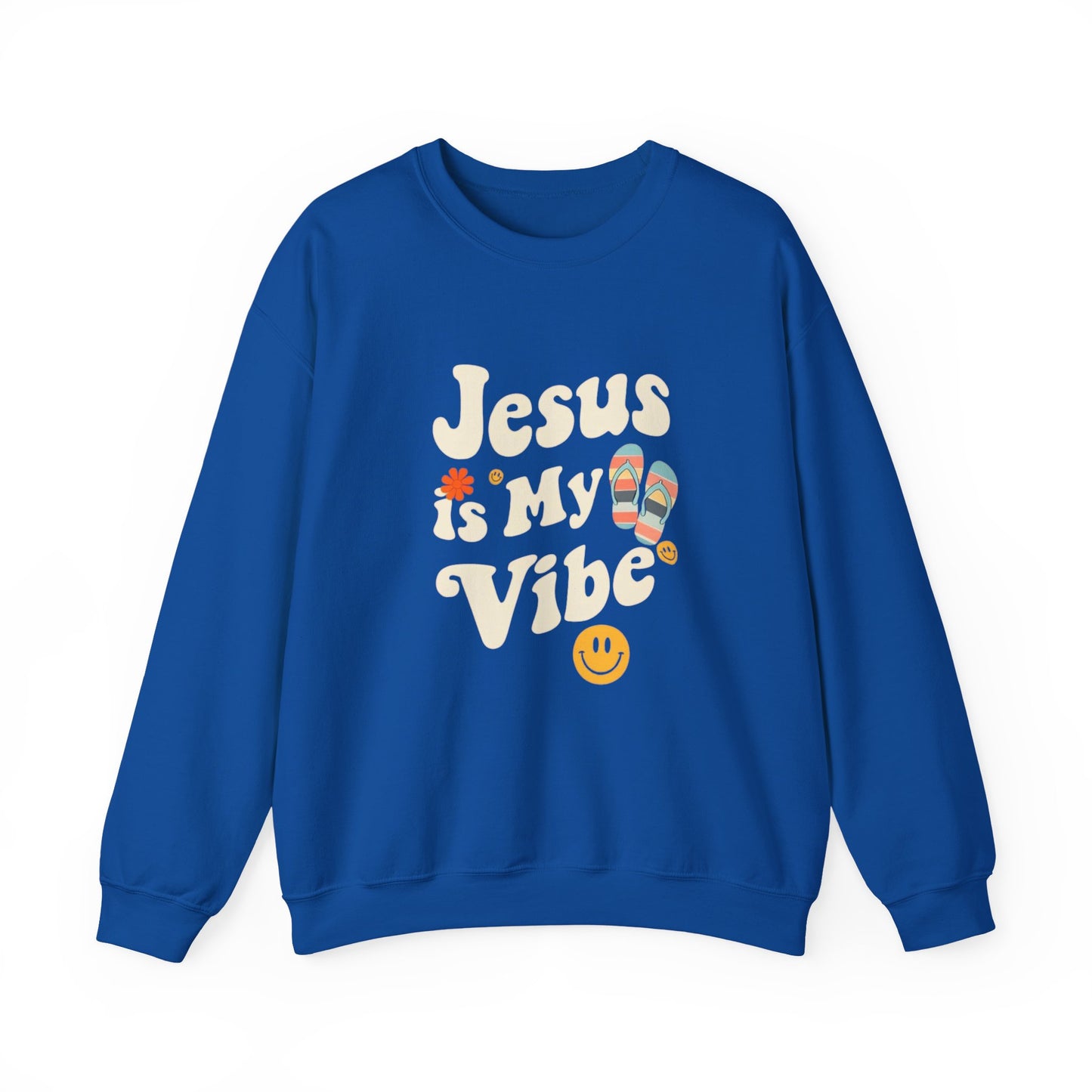 “Jesus Is My Vibe” Crewneck Sweatshirt – Trendy and Cozy Religious Apparel