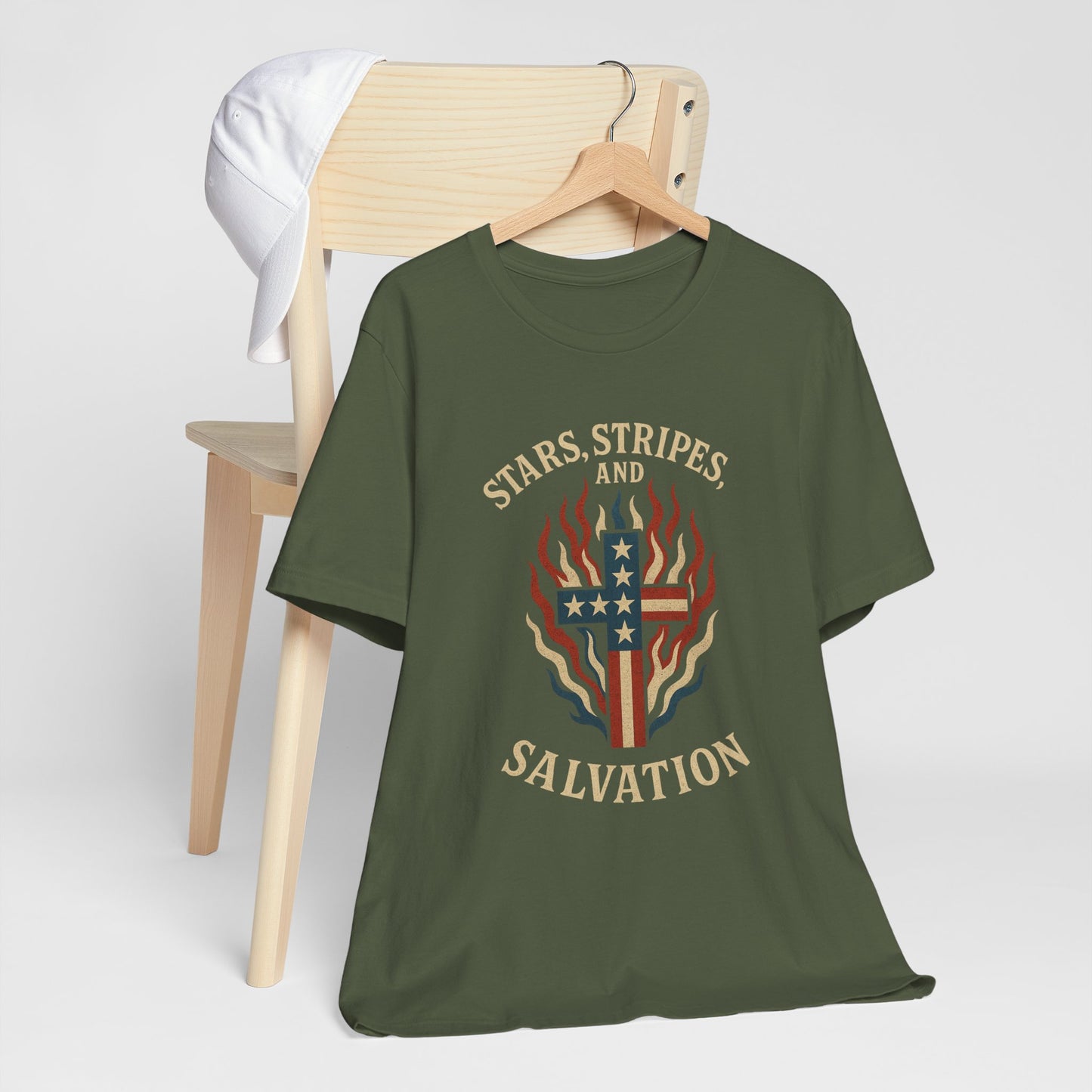 “Stars, Stripes, and Salvation” Christian T-Shirt – Patriotic Faith Tee