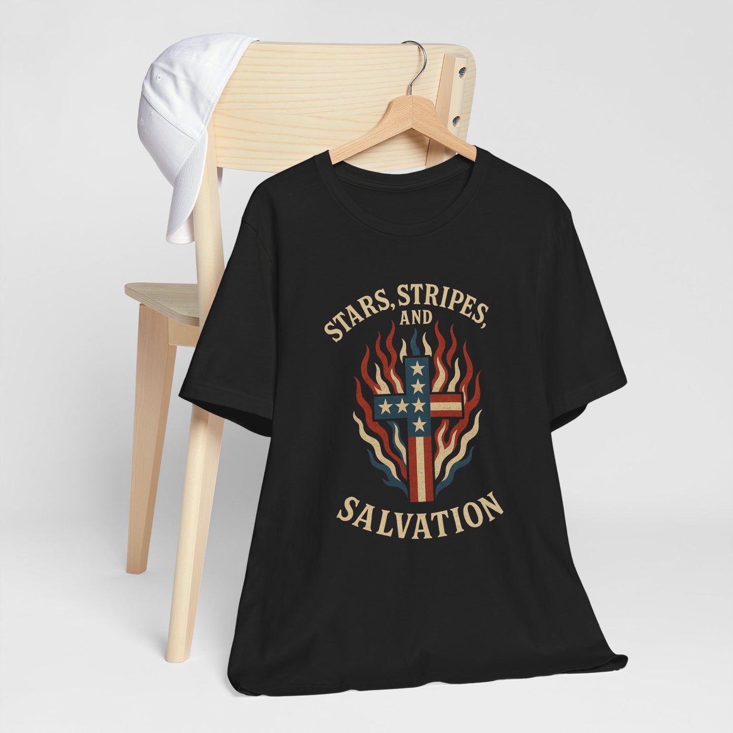 “Stars, Stripes, and Salvation” Christian T-Shirt – Patriotic Faith Tee