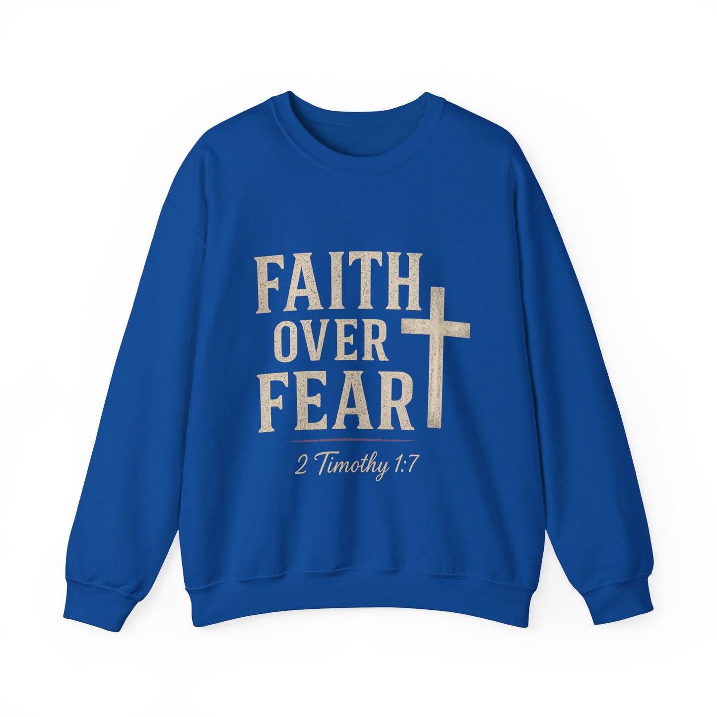 “Faith Over Fear” Christian Religious Crewneck Sweatshirt – Stand Strong in Style