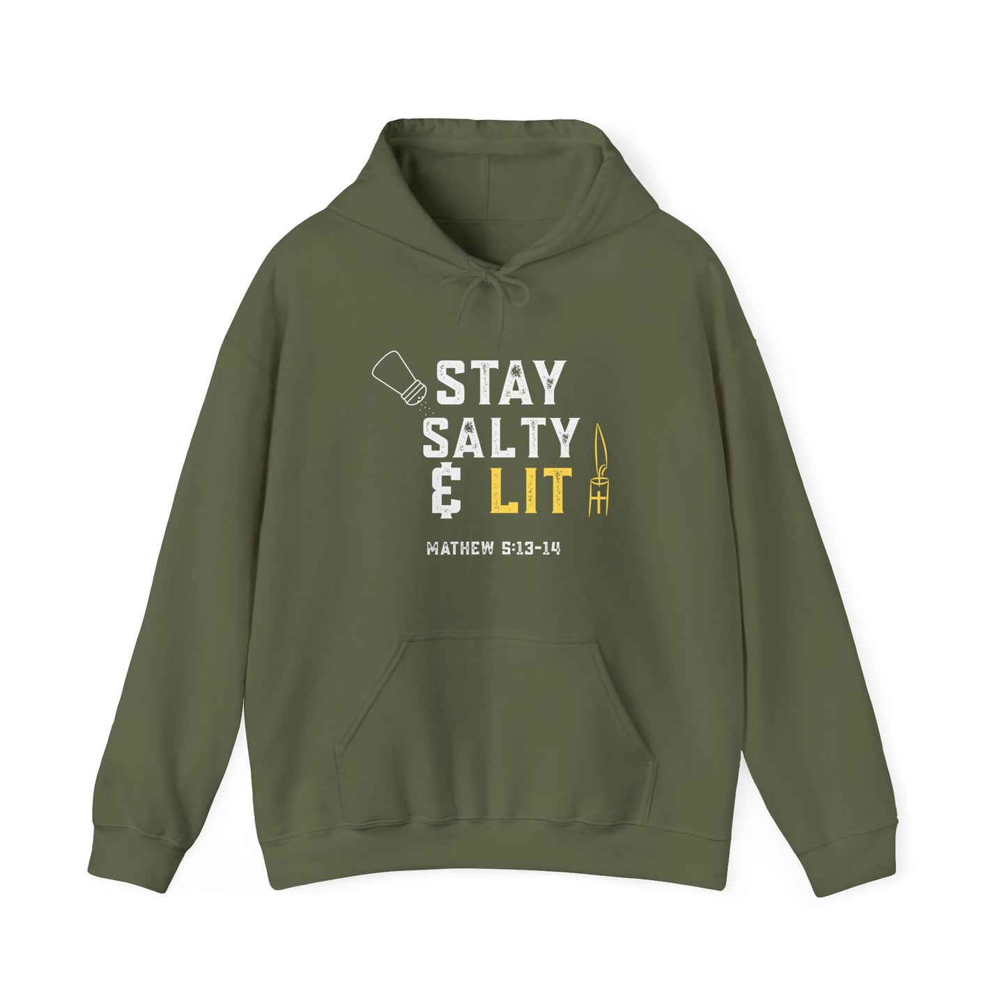 “Stay Salty & Lit” Religious Hoodie – Unisex Pullover for Fire-Filled Faith