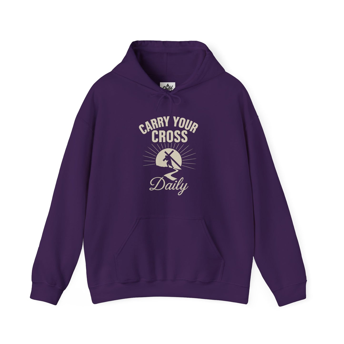 "Carry Your Cross Daily" Hoodie - Unisex Heavy Blend Christian Sweatshirt for Relaxation & Faith