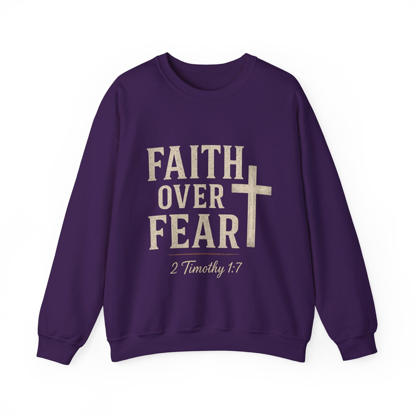 “Faith Over Fear” Christian Religious Crewneck Sweatshirt – Stand Strong in Style