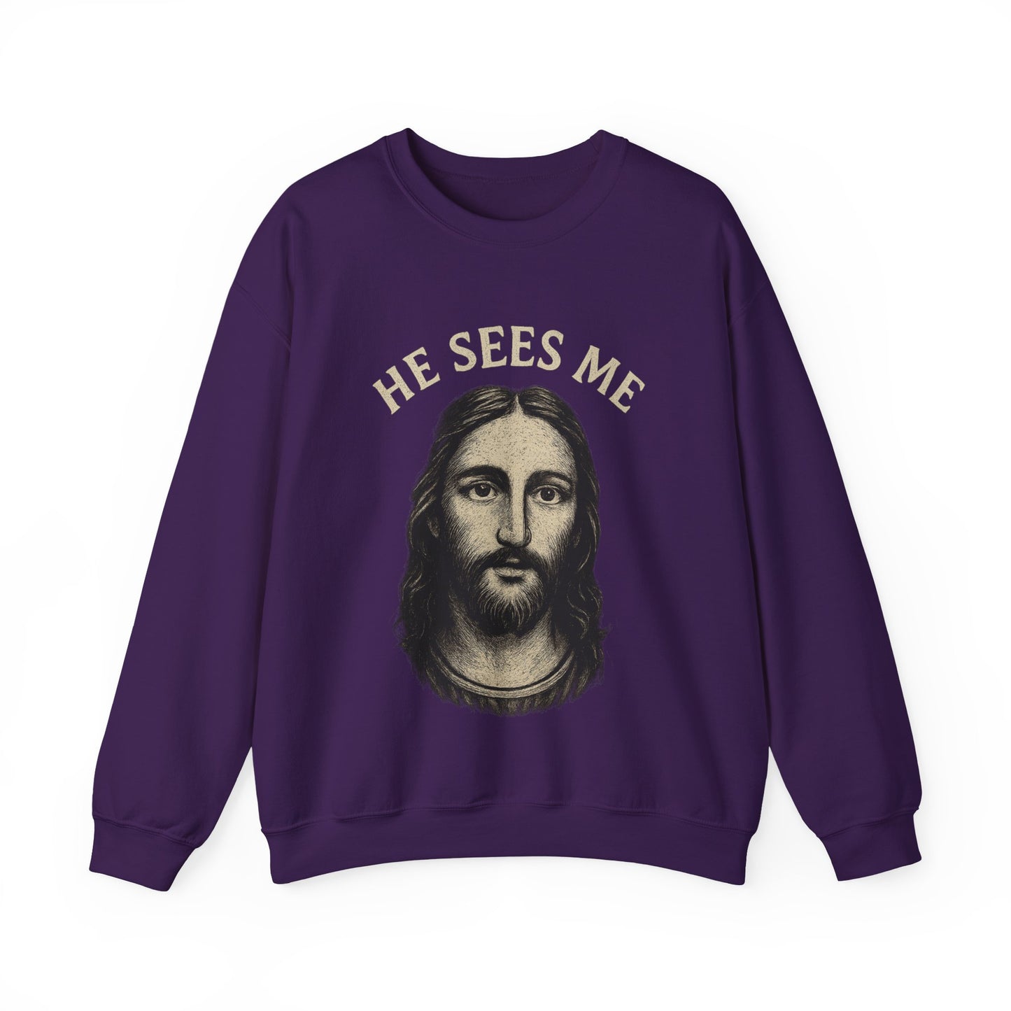 “He Sees Me” Crewneck Religious Sweatshirt – Cozy Reminder of God’s Watchful Eye
