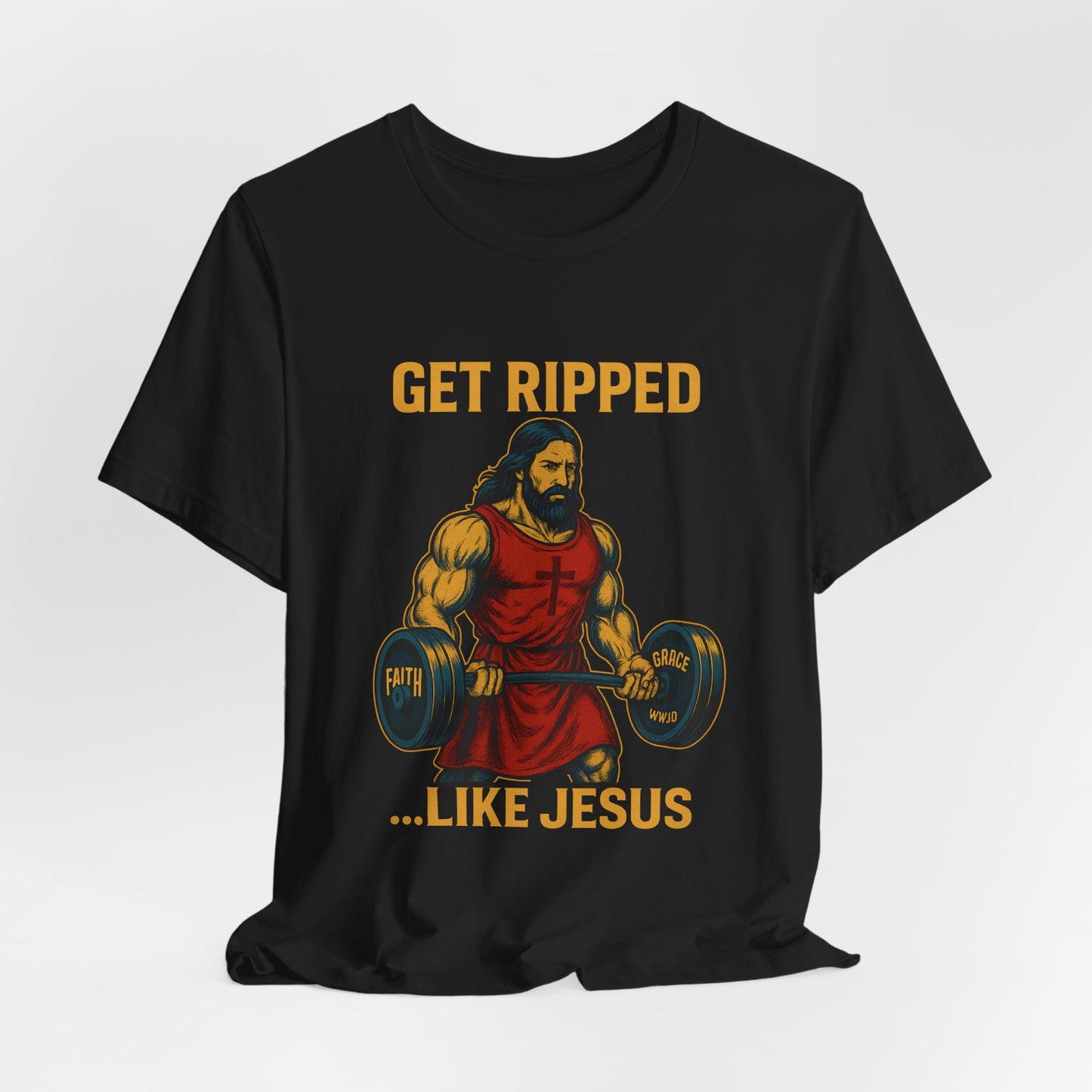 “Get Ripped Like Jesus” Religious Fitness T-Shirt – Faith & Strength Combined
