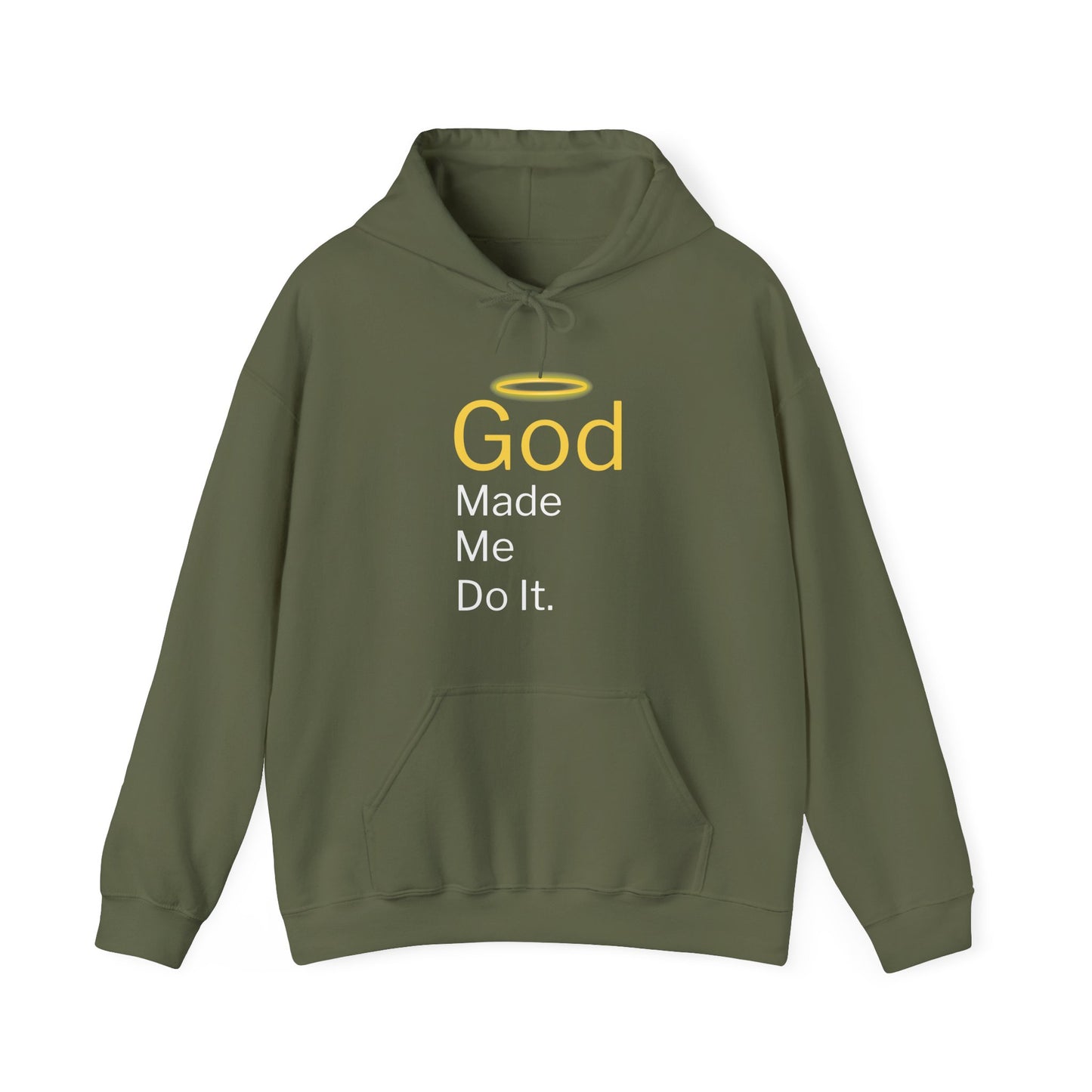 “God Made Me Do It” Religious Hoodie – Unisex Pullover with Bold Faith Humor