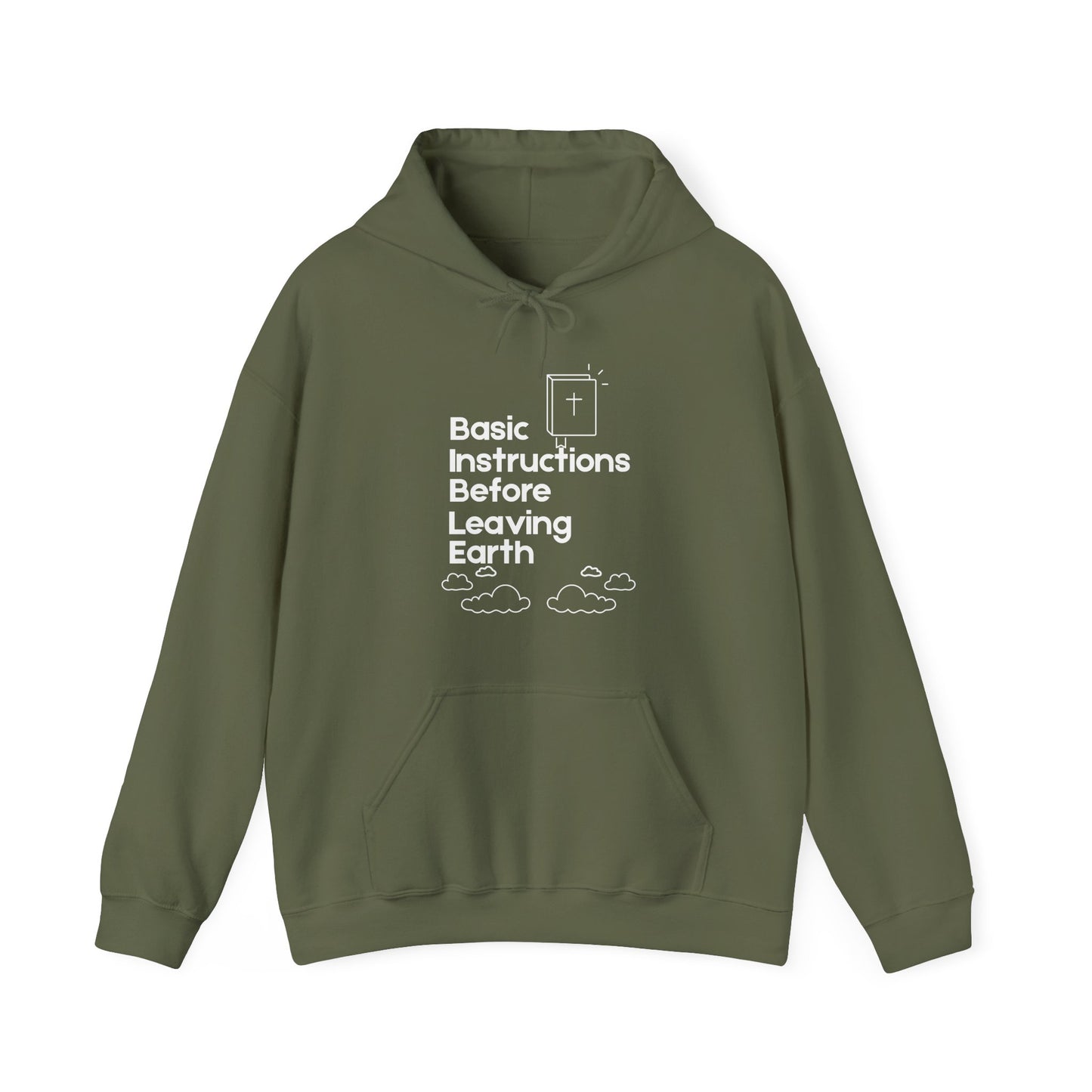 “Basic Instructions Before Leaving Earth” Religious Acronym Hoodie – Unisex Faith-Inspired Pullover