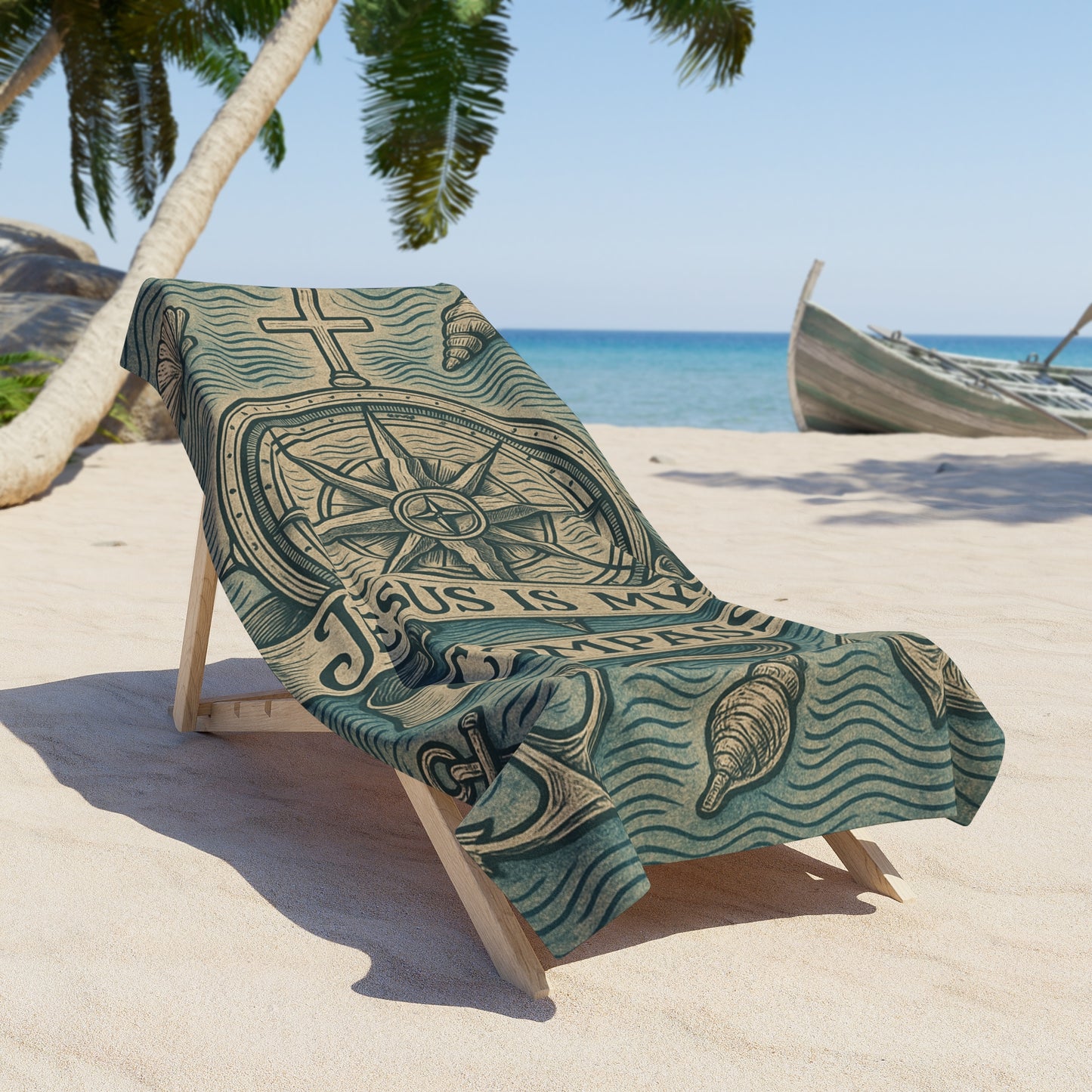 "Jesus Is My Compass" Christian Beach Towel