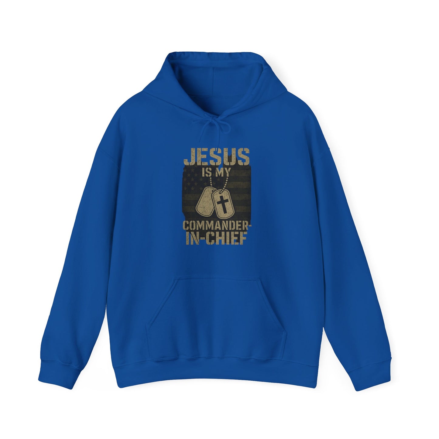 “Jesus Is My Commander-in-Chief” Christian Hoodie – Unisex Pullover for Warriors of Faith