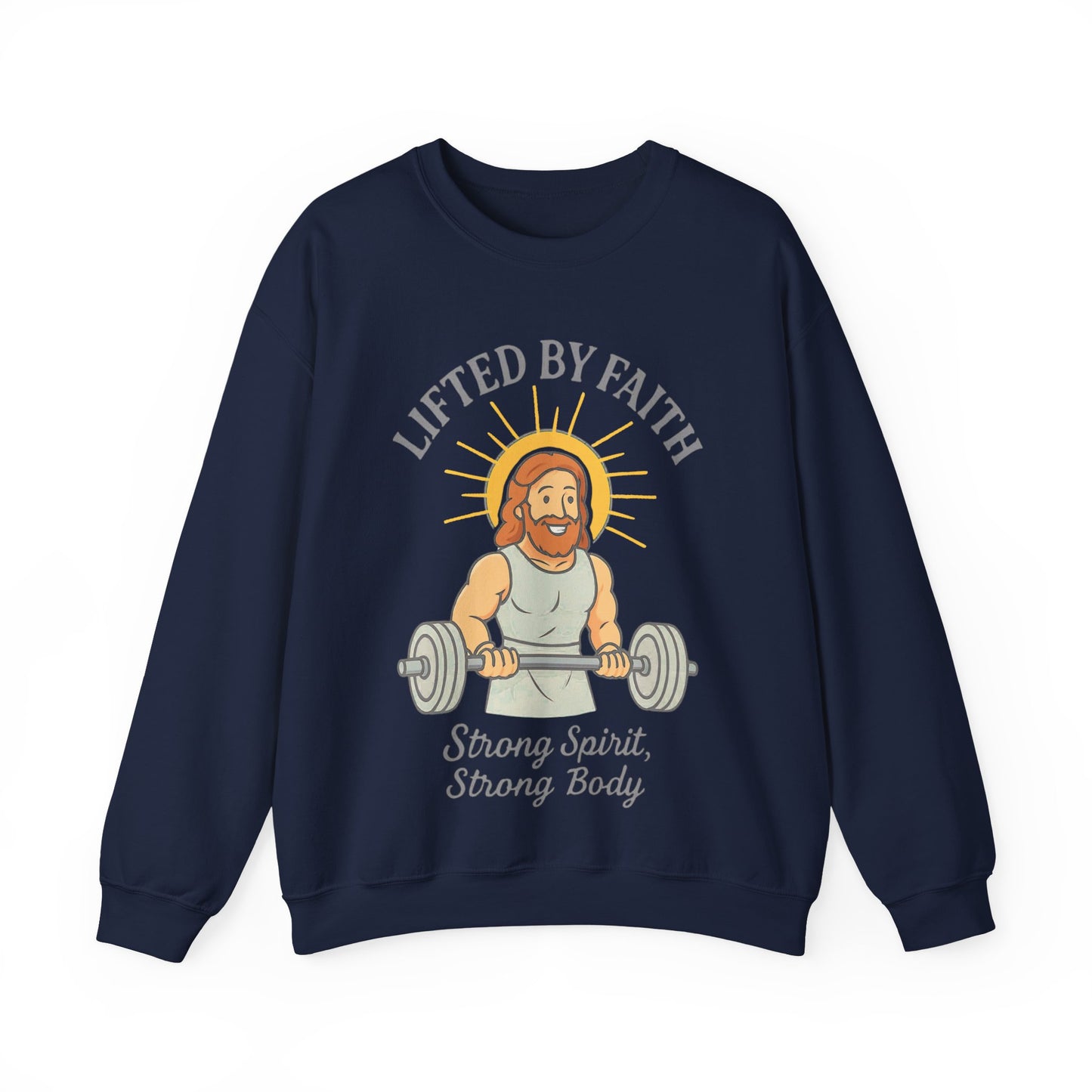 “Lifted by Faith” Crewneck Sweatshirt – Motivational Religious Apparel
