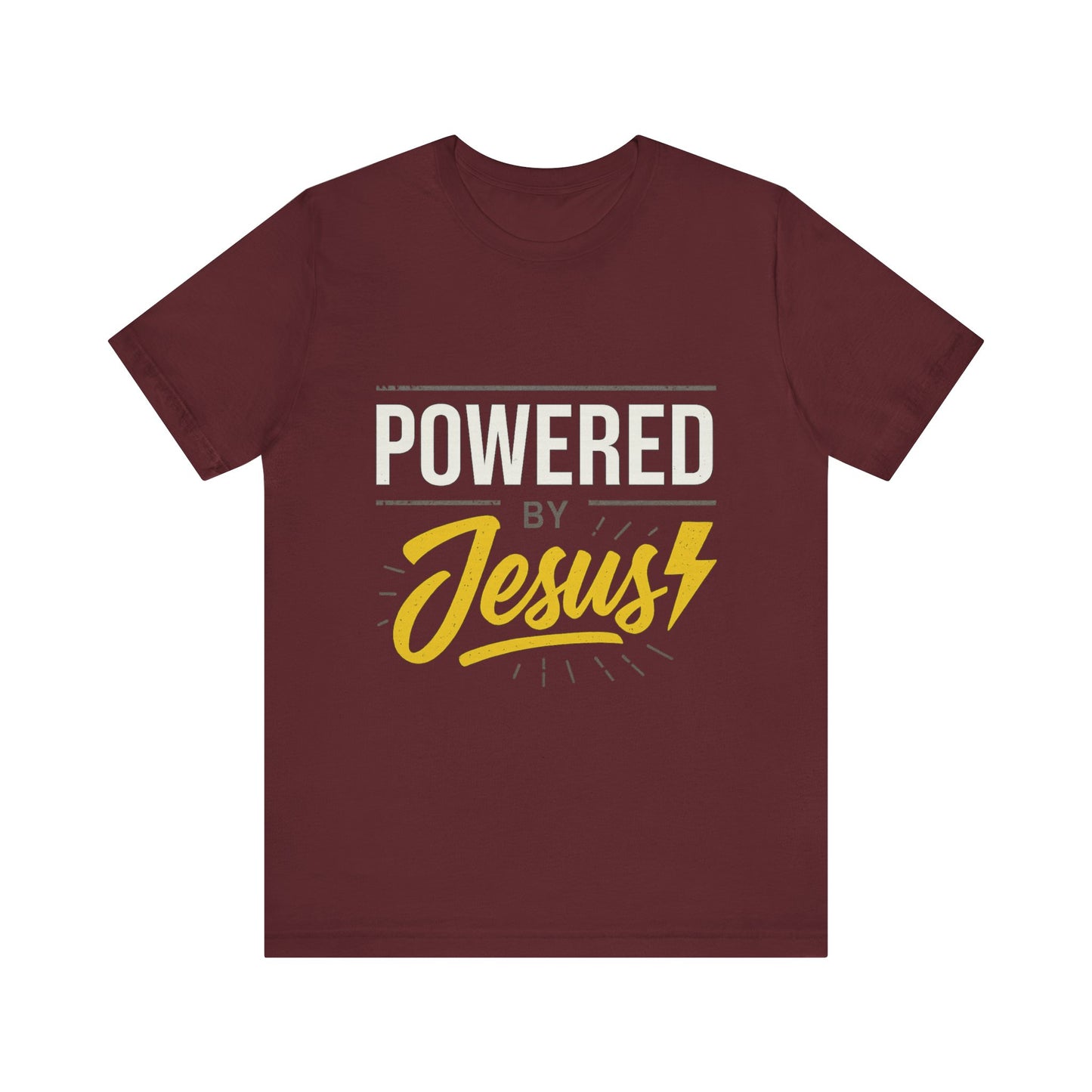 “Powered By Jesus” Religious T-Shirt – Faith-Fueled Motivation